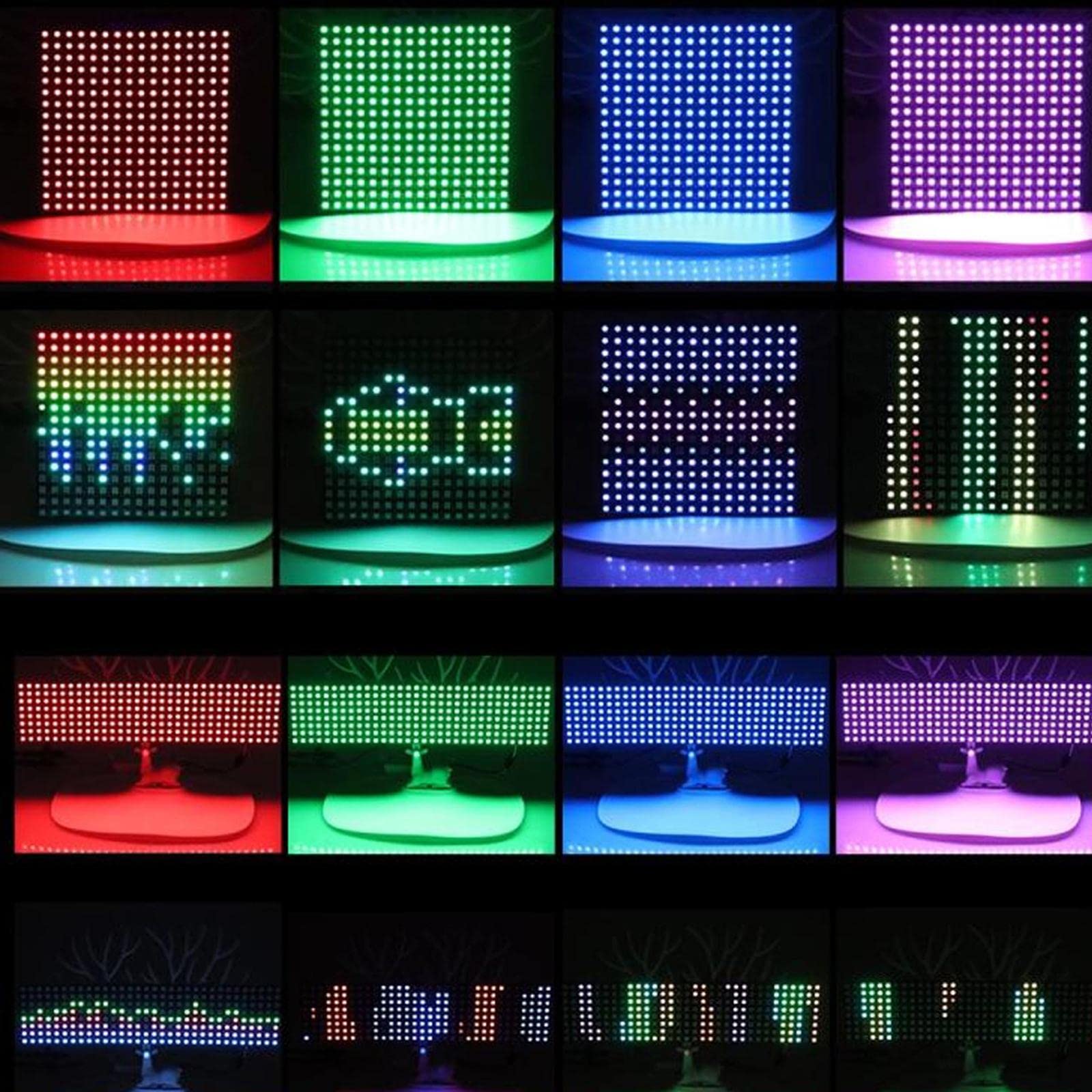 Lot de 10 panneaux matriciels LED Pixels WS2812B RVB pour image numérique et vidéo 8 x 8 cm