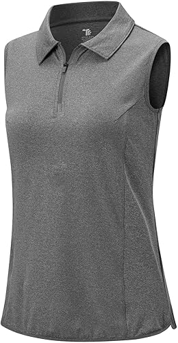 Rdruko Polo sans manches pour femme - Respirant - Avec fermeture éclair 1/4 - Sé