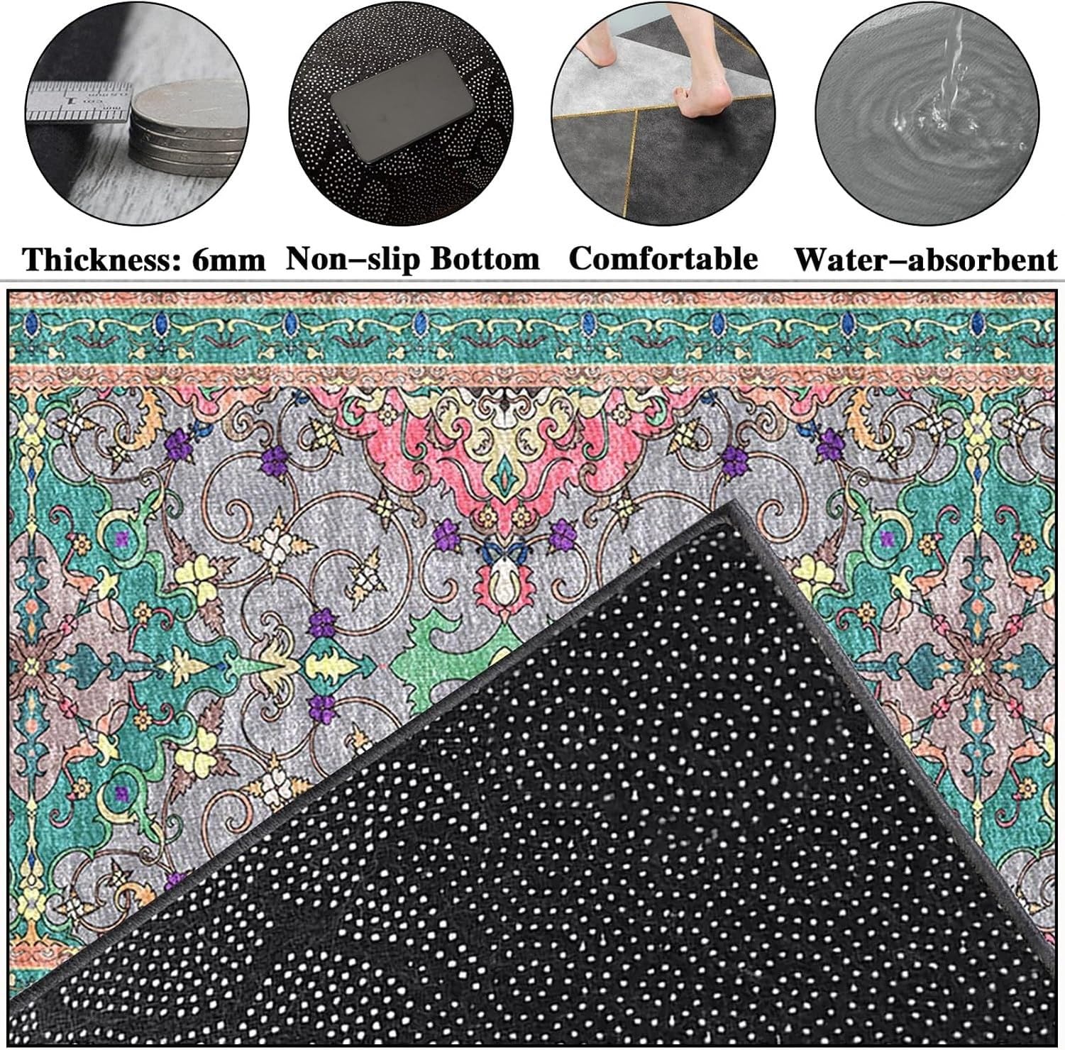 Alfombra Corredor Lavable Antideslizante Absorbente, 439-a, 40 x 500 cm