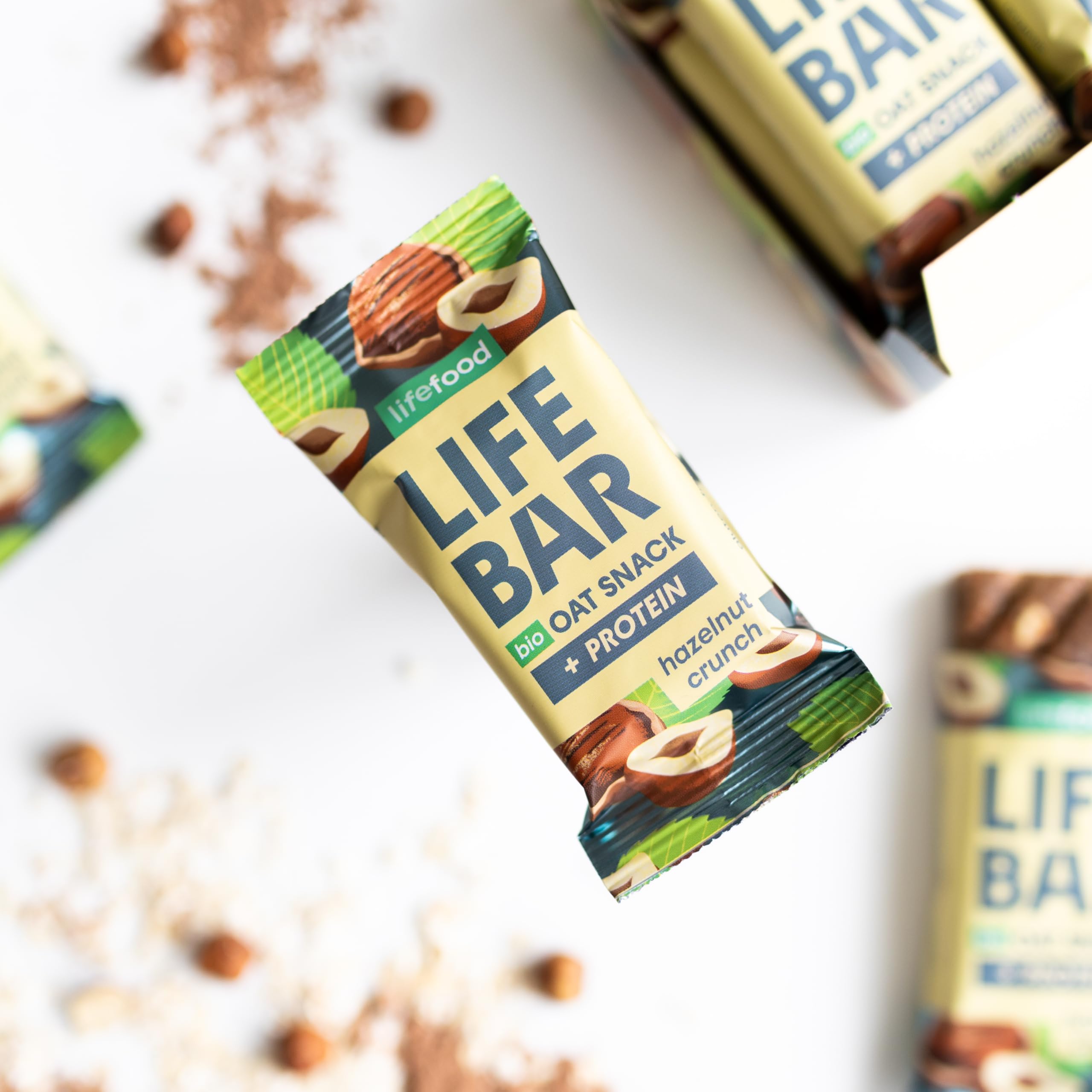 lifefood Lifebar Haferriegel, Hafer Riegel, Haferflocken Riegel, Hafer Snack BIO Vegan Lactosefrei Glutenfrei - 15er Pack (15 x 40 g) (Haselnuss Crunch)