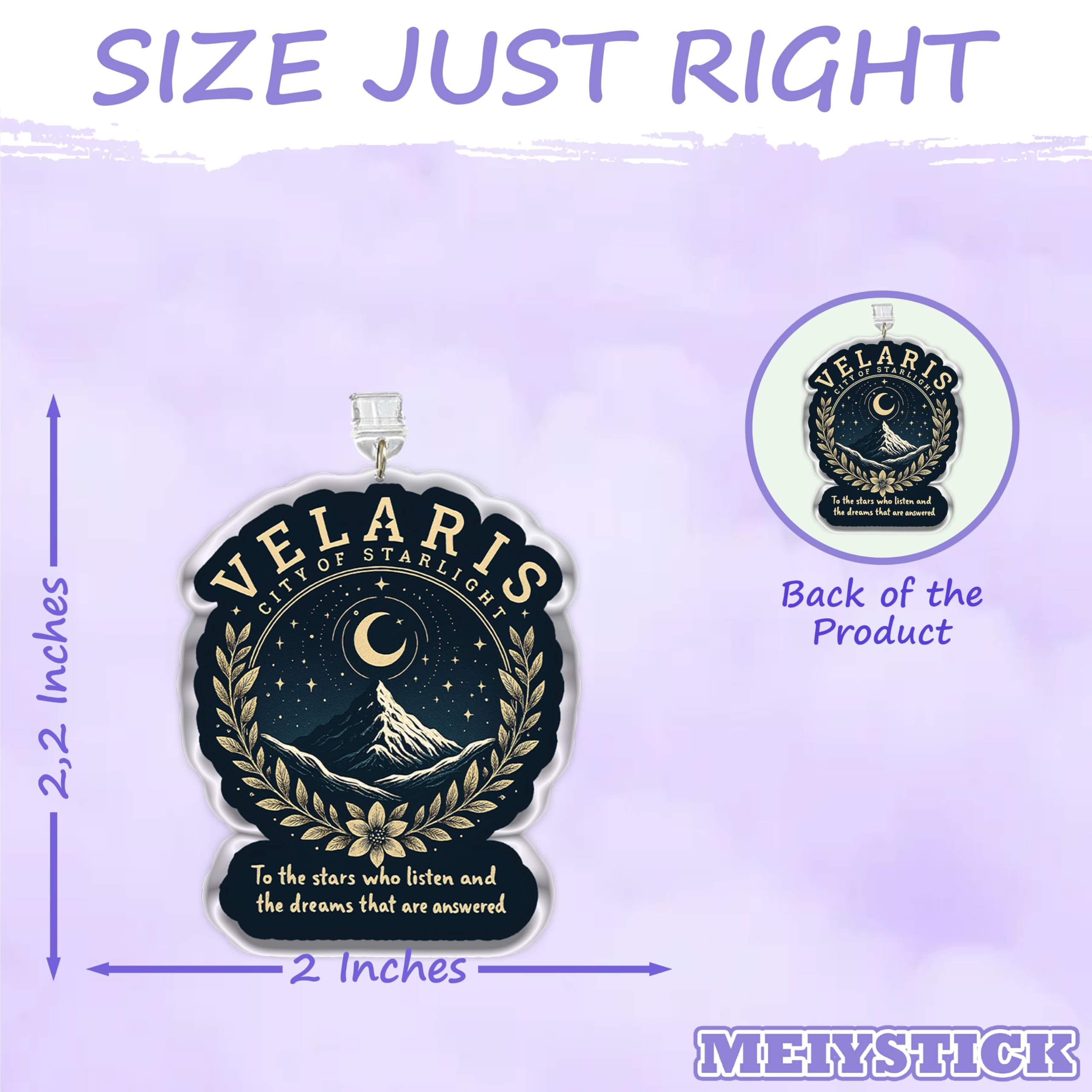 Velaris City of Starlight ACOTAR Breloque anti-poussière en acrylique de type C ou Lightning, accessoire Kindle, breloque lecteur fantaisie, cadeau pour les amateurs de livres