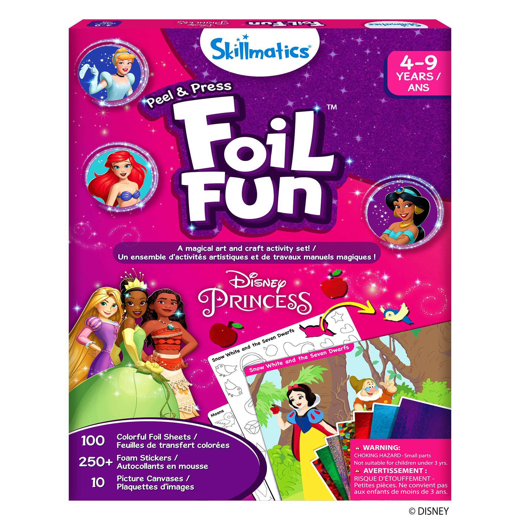 Skillmatics Foil Fun - Disney Princess, Mess-Free Art & Craft Kits for Kids, DIY Creative Activity, Travel Toys, Perfect Gifts for Fans of Moana, Cinderella, Ariel, Jasmine, Ages 4, 5, 6, 7, 8, 9