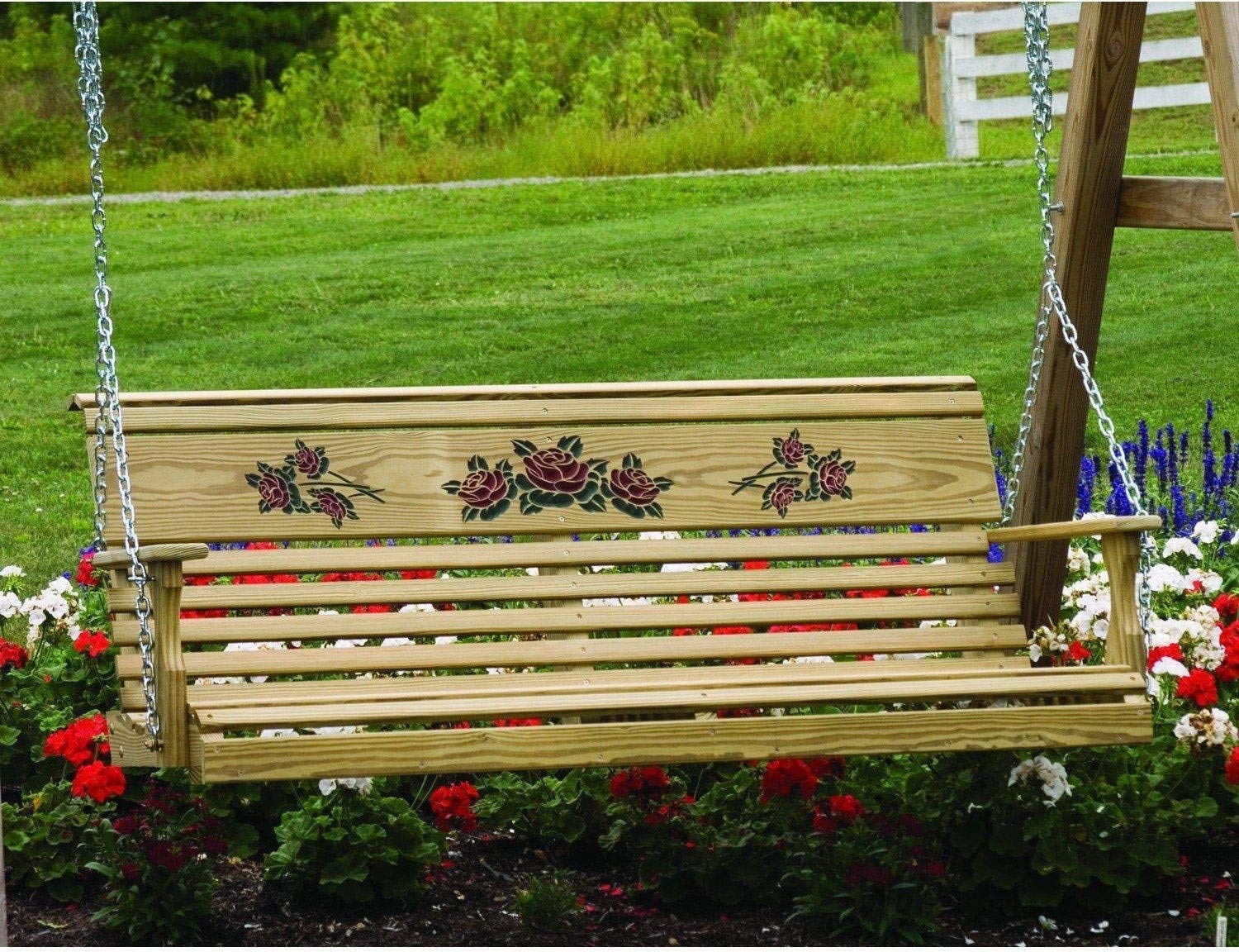 Luxcraft Pressure Treated Wood 4' Rollback Rose Swing