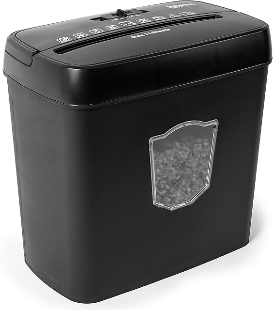 Duronic Paper Shredder PS712 | 5X A4 Sheets at a Time | Cross Cut | Electric | 12L Bin | 200W Power | GDPR: Protects Against Data Theft | Thermal Overload Protection