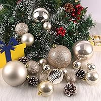 Vista 253 de Bolas de Navidad grandes de bronce de 3.2 pulgadas, adornos de decoración de árbol de Navidad, bolas colgantes inastillables para cumpleaños