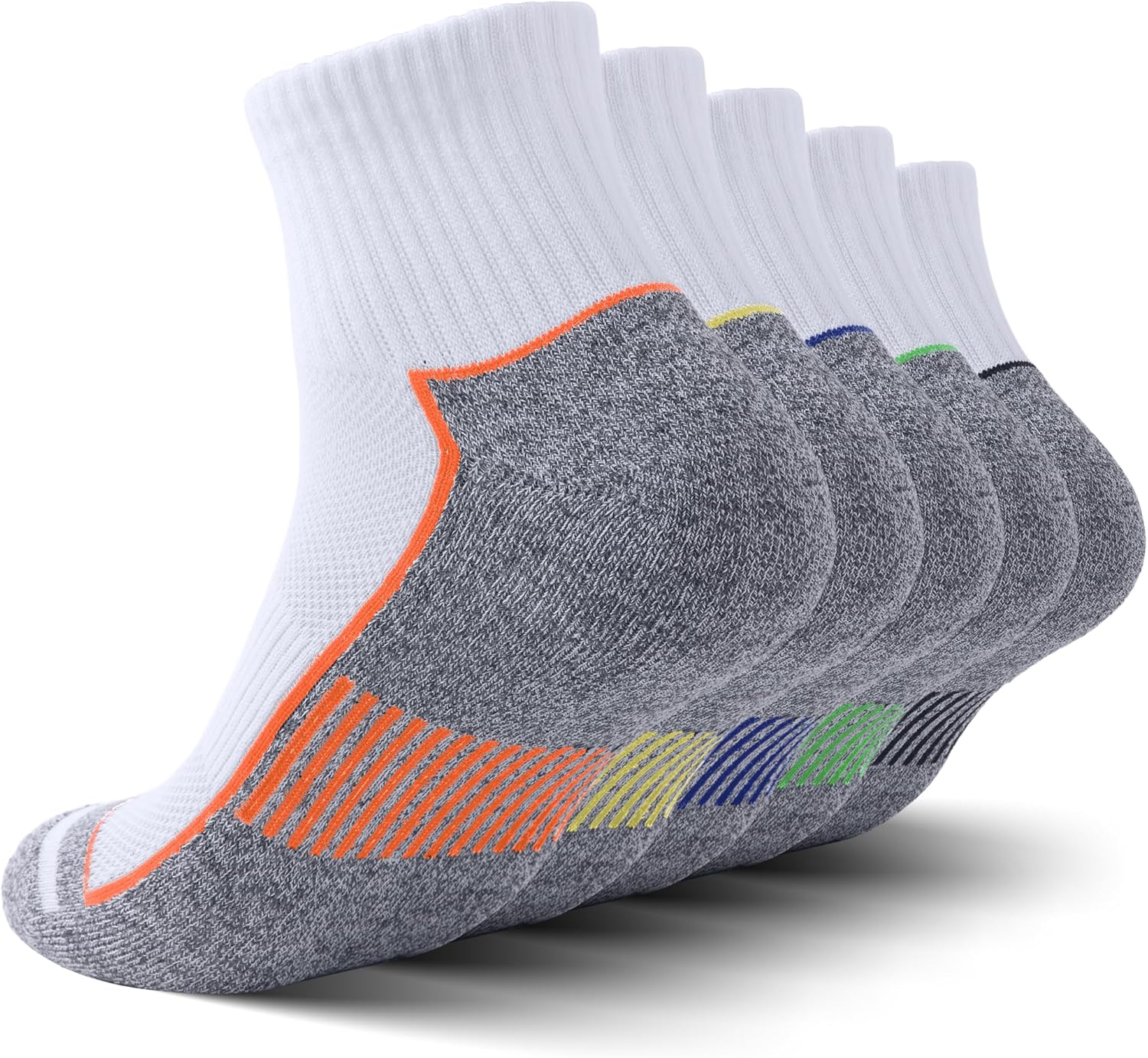 Ankle Socks for Men with Cushion 5 Pack Men's Athletic Cushioned Running Cotton Sports Quarter Socks