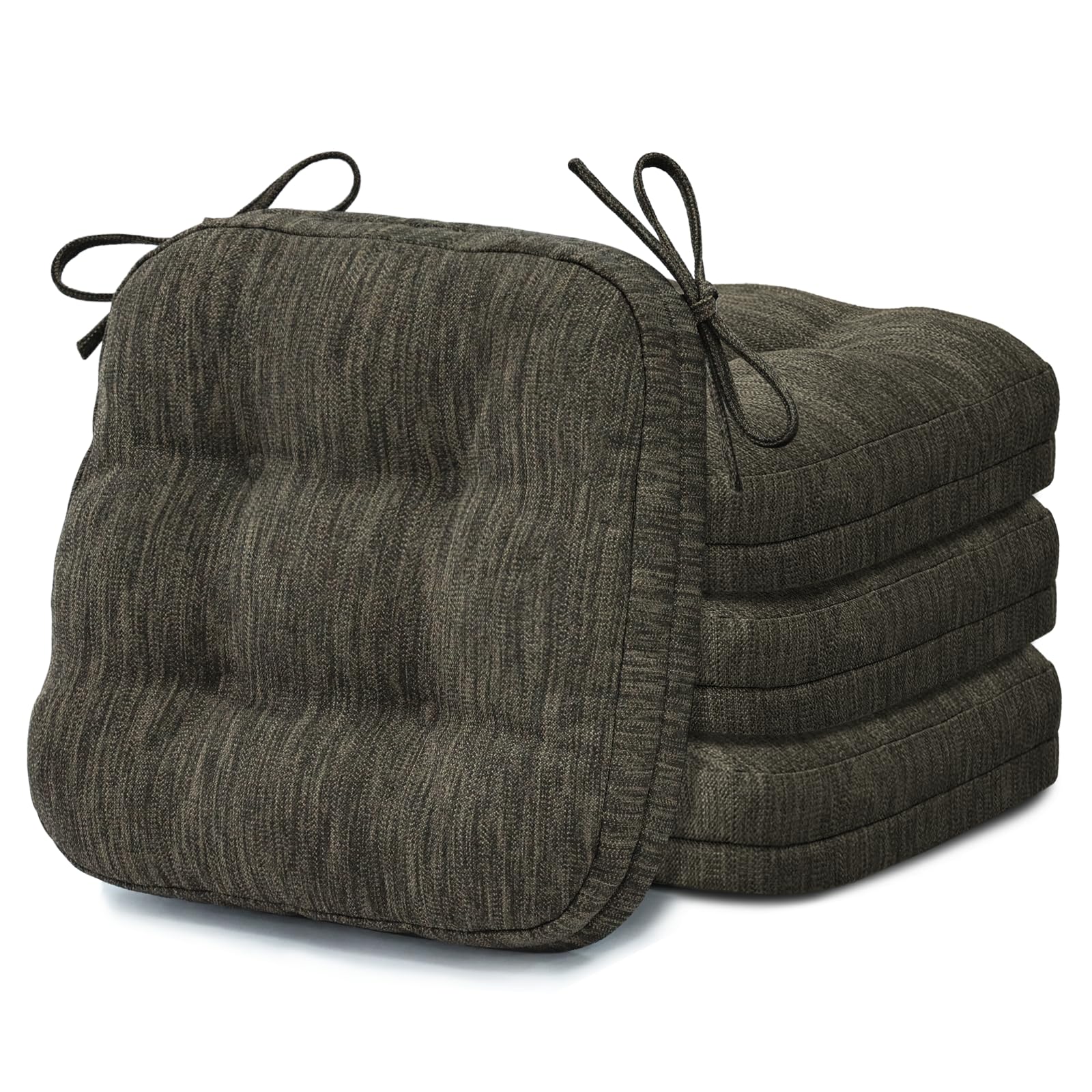 Shinnwa Chair Cushions for Dining Chairs 4 Pack, Tufted Memory Foam Kitchen Seat Cushions, Non