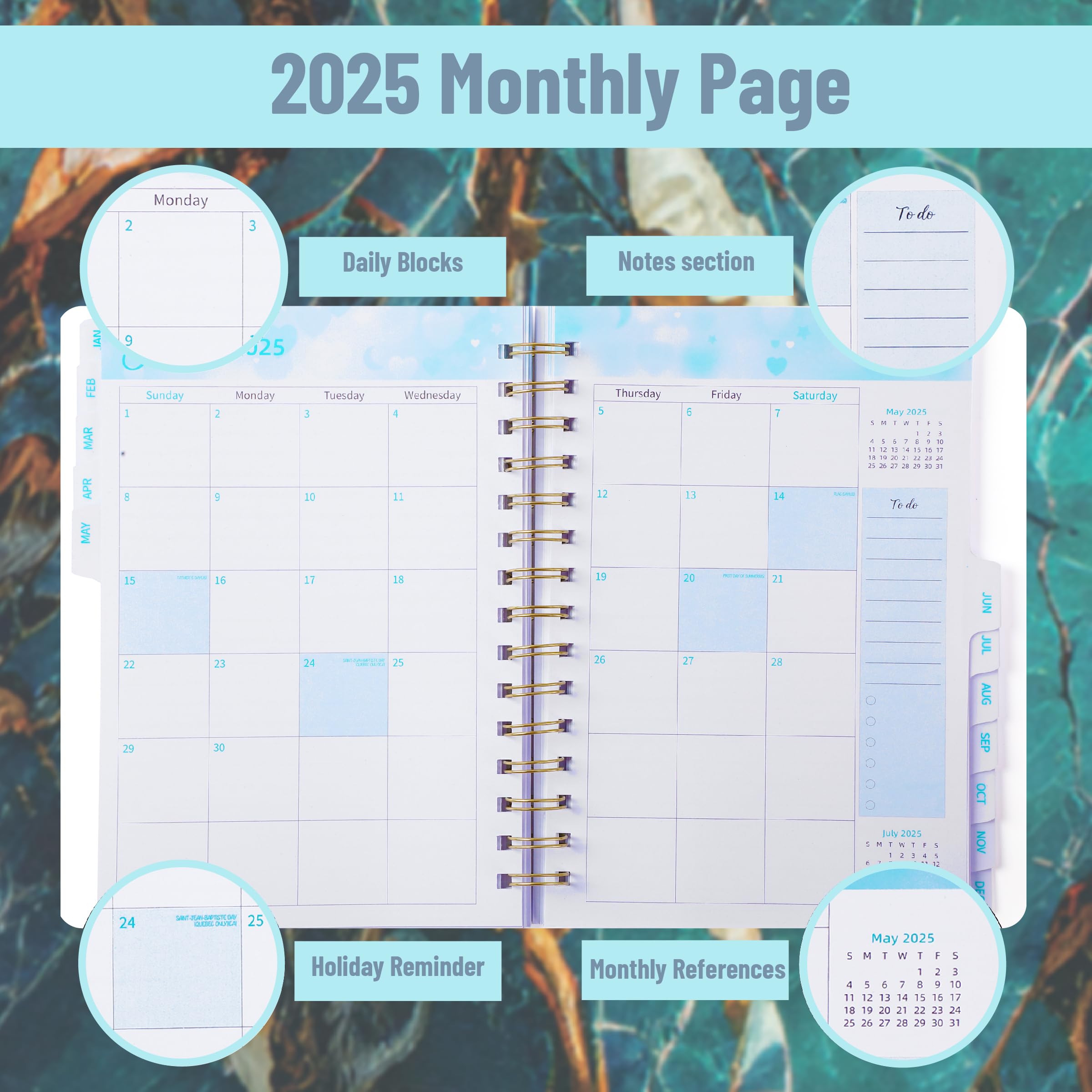 Mr. Pen- 2025 Planner, 6.4"x8.5", Marble Blue, 2025 Planner Weekly and Monthly, 2025 Weekly Planner 2025, 2025 Monthly Planner 2025 Calendar Monthly Planner 2025 - Image 3