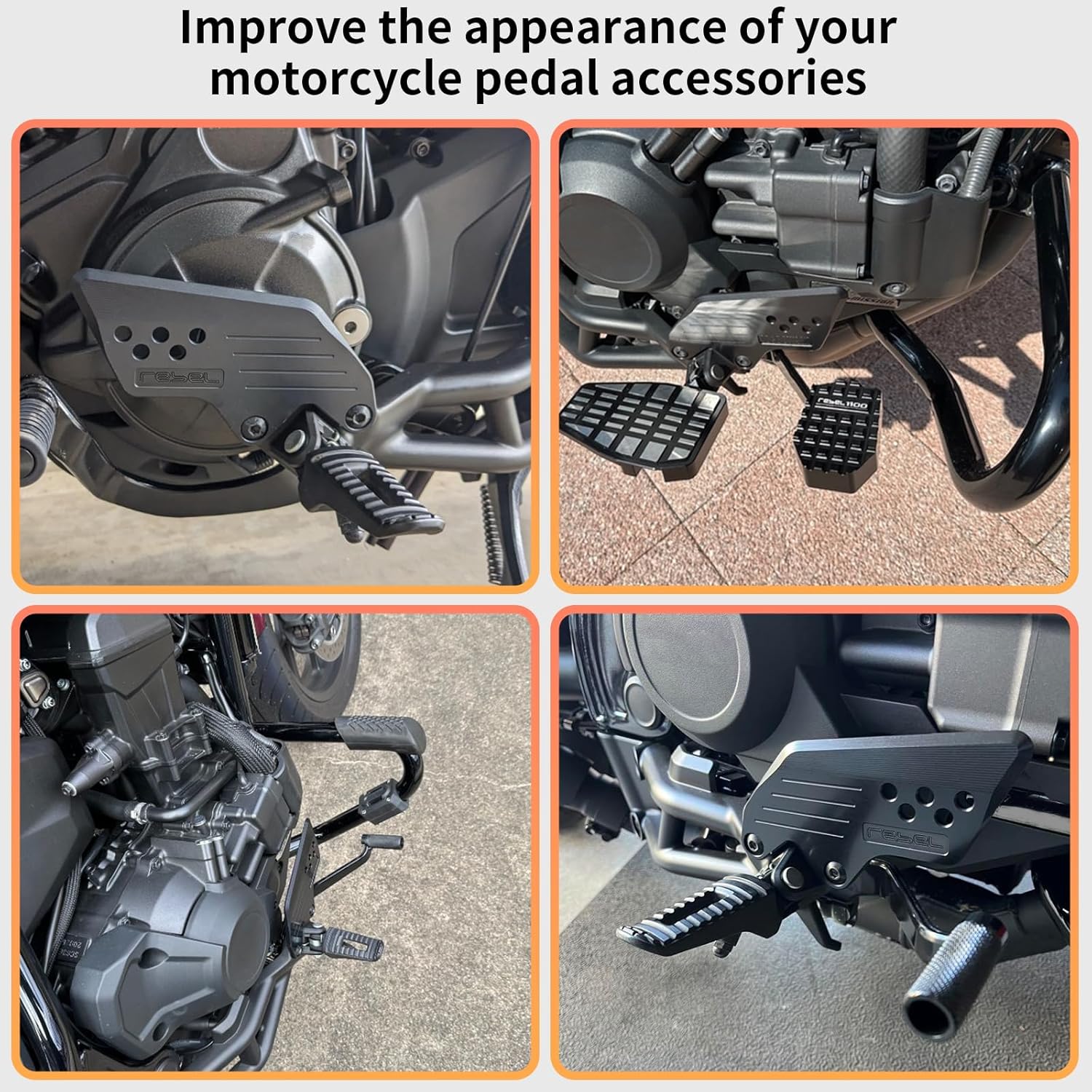 WOOGA Motorcycle Front Footpeg Protection Cover Foot Peg Footrest Set Hold Plate Guard Protector fit for Ho&n&da Rebel CMX1100 /DCT Accessories 2021-2025
