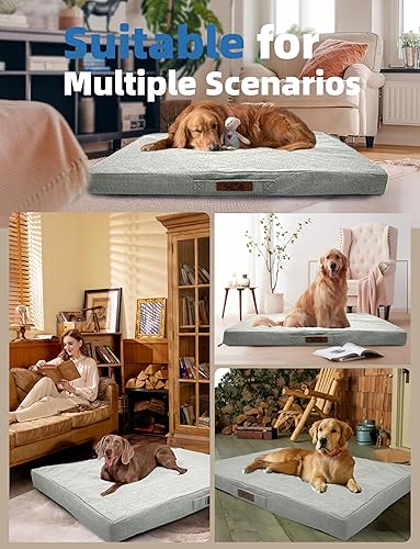 Miniatura 7 de Sytopia Cama impermeable para perros de 42 pulgadas, resistente a las masticaciones, capacidad de 90 libras para perros extra grandes, uso en