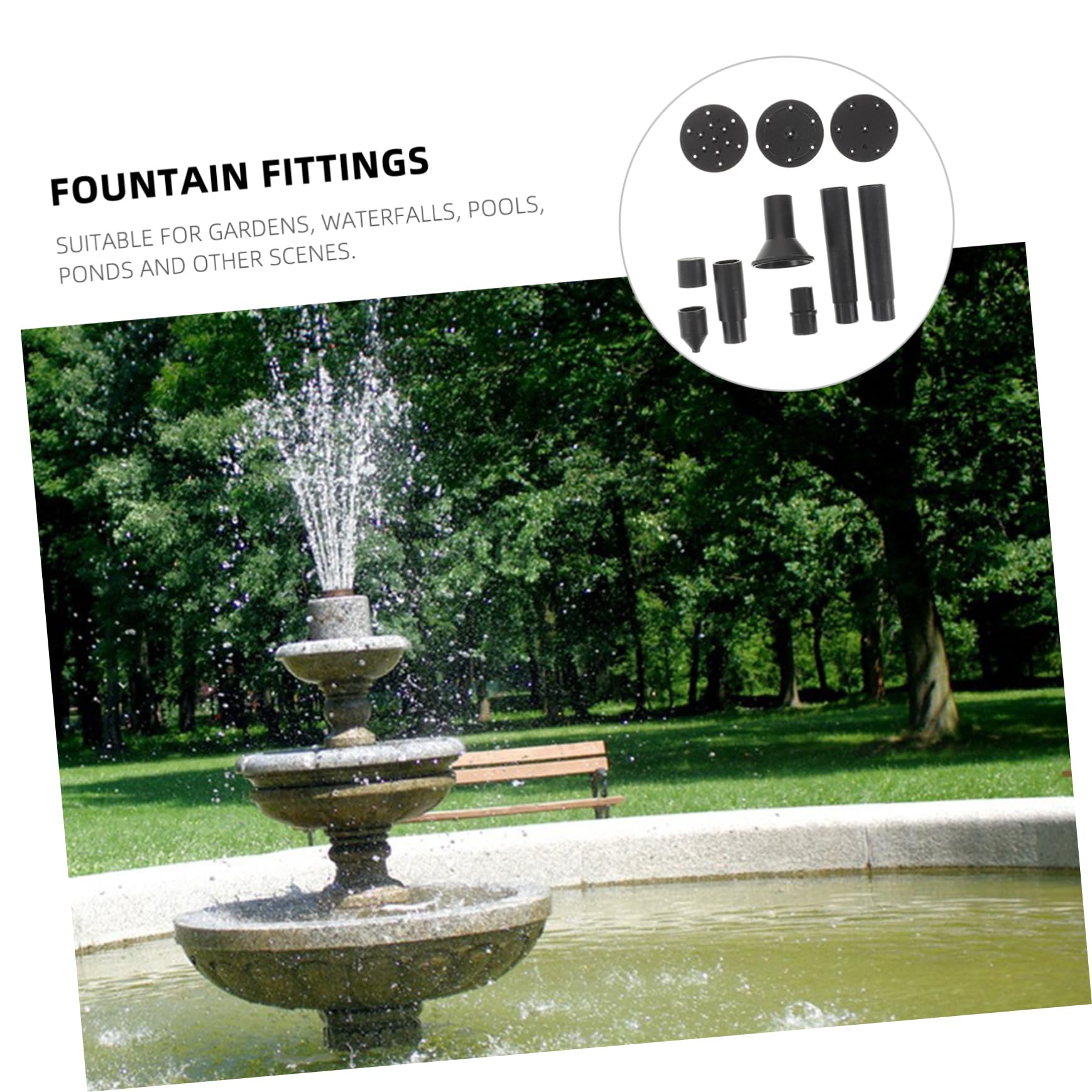 Sosoport Solar Fountain Nozzles Set Pieces for Your Garden Water Feature Pond Pool or Bird Bath