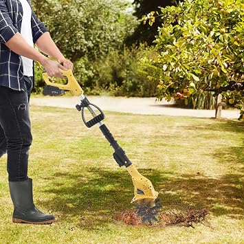 Hand Tiller Cultivator, Cordless Garden Tiller with 20 Steel Tines 4 Wide & 6.7 Depth Electric Rototiller with Battery Powered Tiller Rototillers for Garden, Lawn, Yard, Soil Cultivation