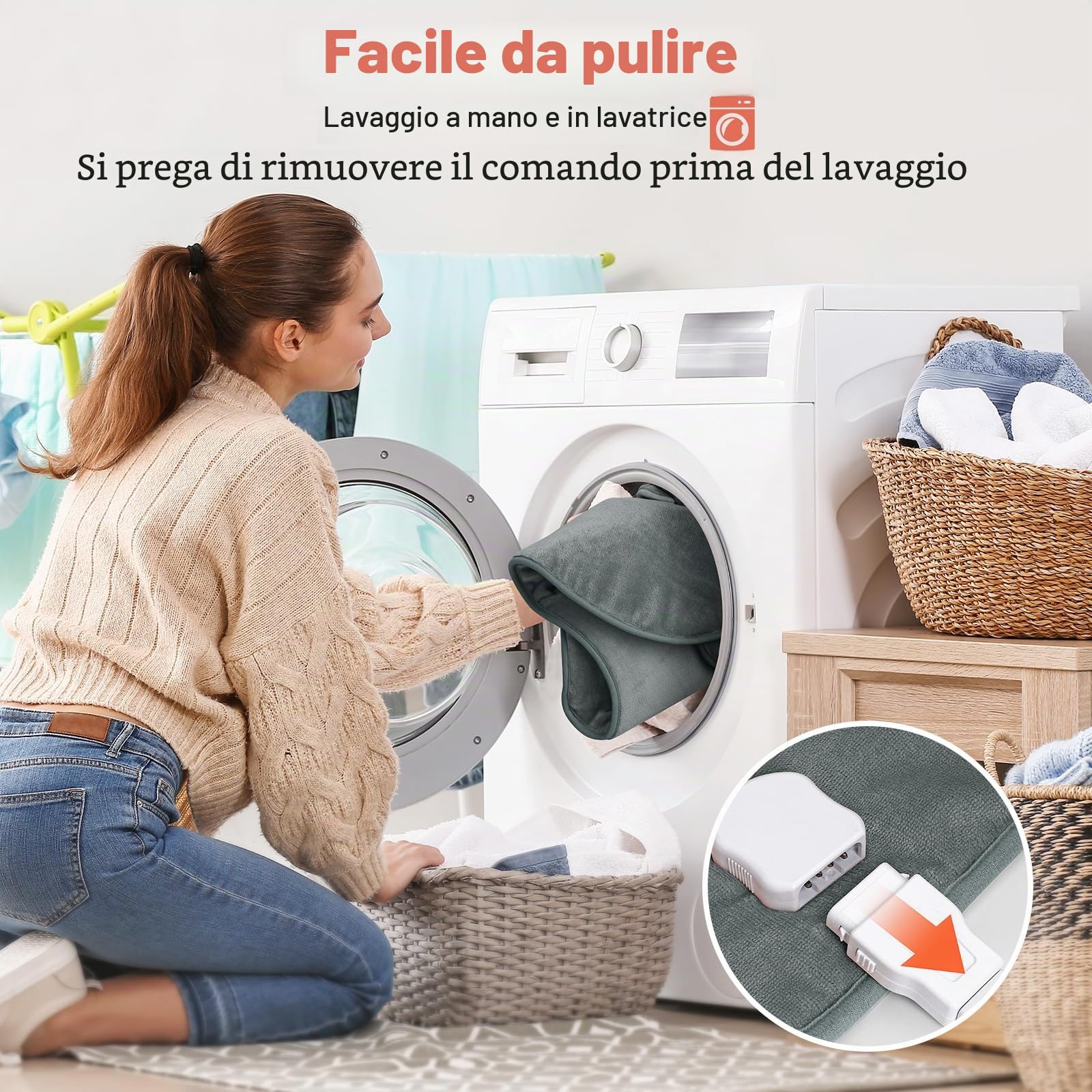 MYCARBON Termoforo Elettrico Cervicale e Spalle 60x100cm 6 Livelli Calore | 4 Timer con Telecomando Grande Cuscino Termico Riscaldante Chiusura a Bottoni e Laccetti