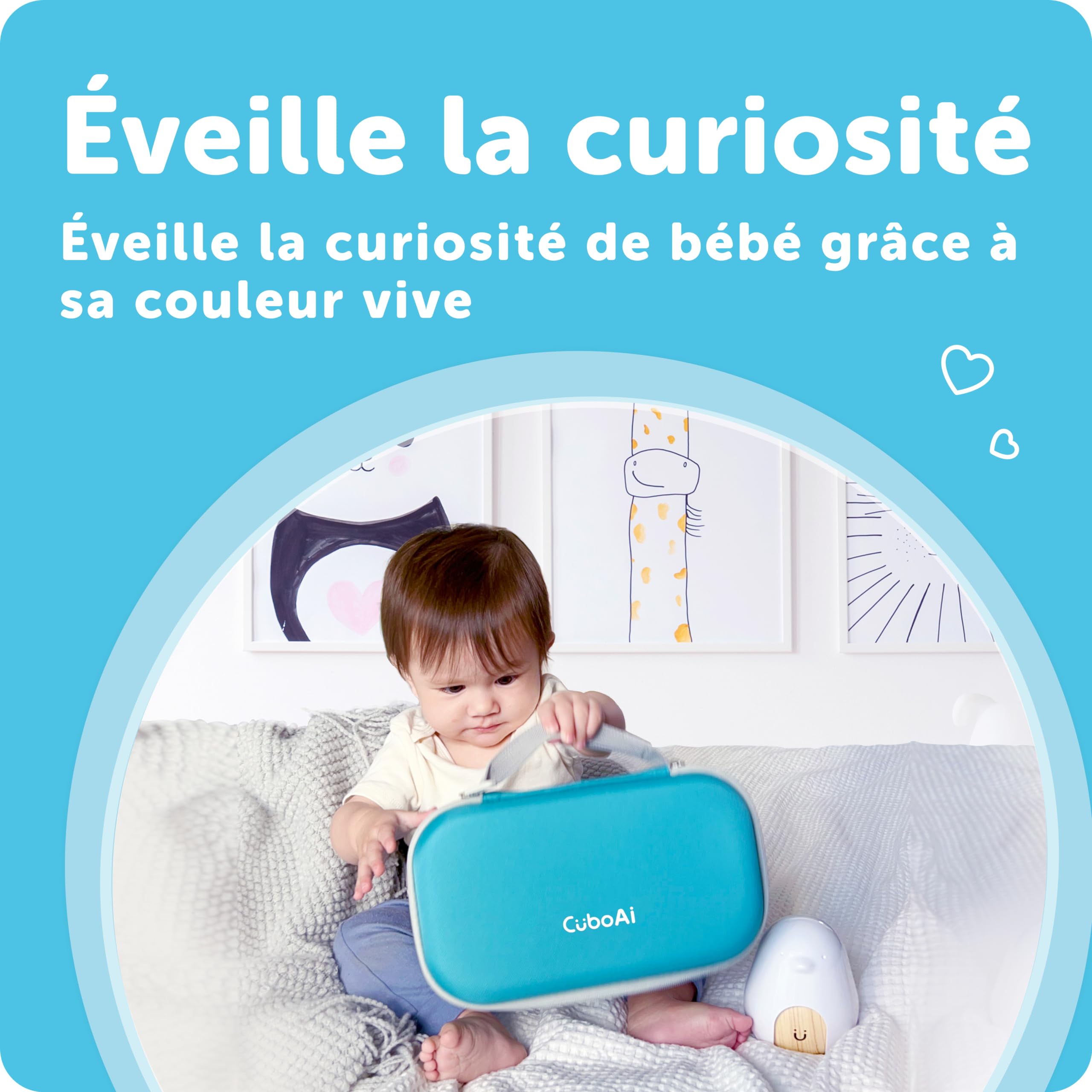 Étui de Voyage CuboAi | Étui de Protection Rigide pour Babyphone Intelligent CuboAi, Support Mobile et Accessoires | Tranquil Blue