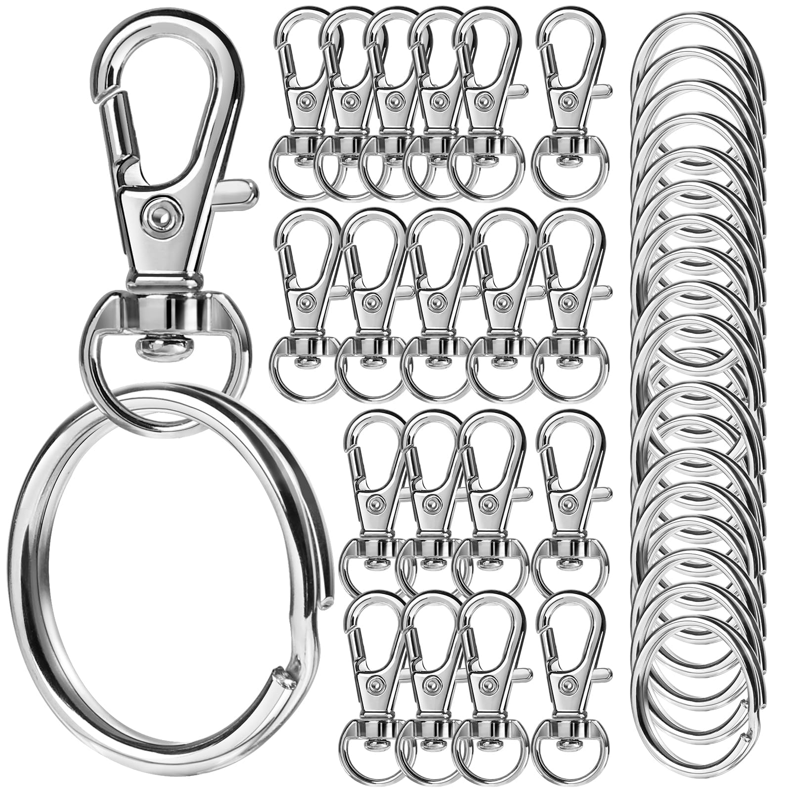 40 PCS Swivel Lobster Clasps, Key Ring Hoop, Keyring Making Kit 20pcs Lobster Clasps and 20pcs Keyring