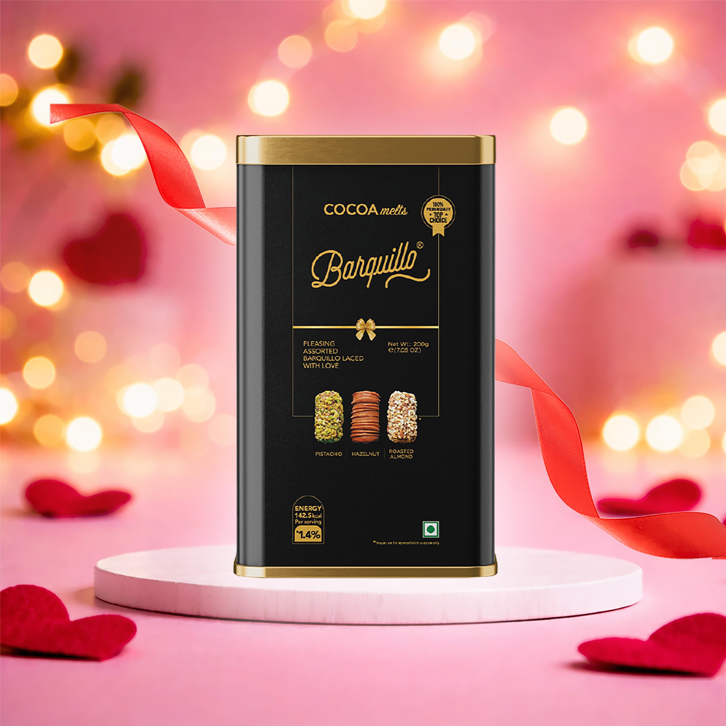 Barquillo Assorted Premium Chocolate Tin Pack - 10 Pcs (200 gm) | Roasted Almonds, Hazelnut and Pistachio imported | Dubai couverture taste | Valentine's Day Gift Celebration specially for Festivals