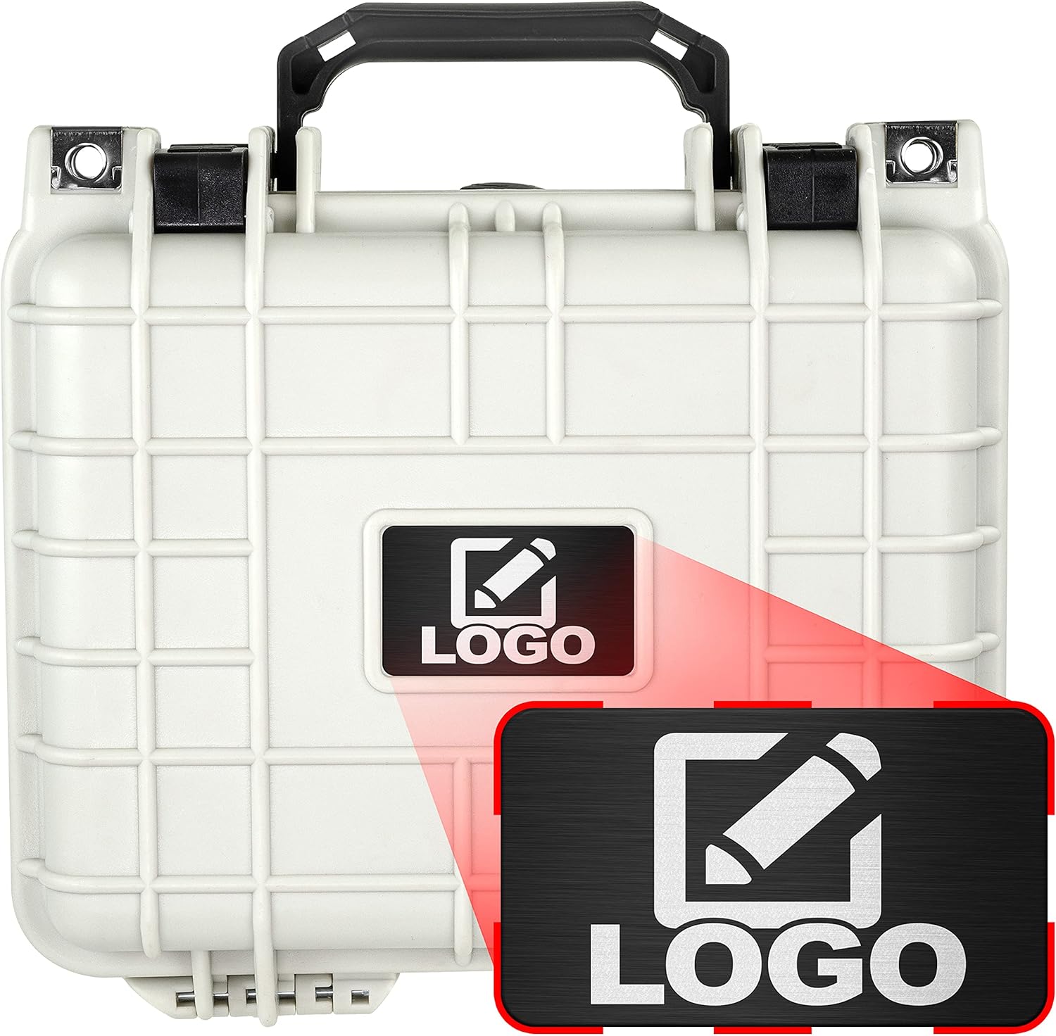 Eylar Small 10.62" Gear, Equipment, Hard Camera Case with Custom Logo Plate, Waterproof with Foam TSA Standards (White)