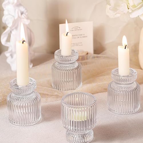 Miniatura 3 de DARJEN 12 portavelas de cristal, portavelas cónicos transparentes, portavelas votivas para centros de mesa, bodas, cenas, decoración del hogar