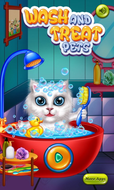 Waschen und behandeln Haustiere: helfen Katzen und Welpen! Lernspiel für Kinder - Beste Spiele KOSTENLOS