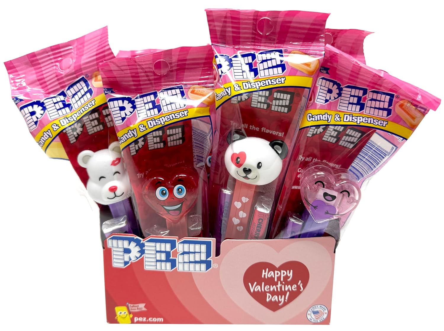 Pez Valentine’s Day Candy Dispensers Individually Wrapped Candy, Heart Party Favors, Classroom Gifts 12 Pack