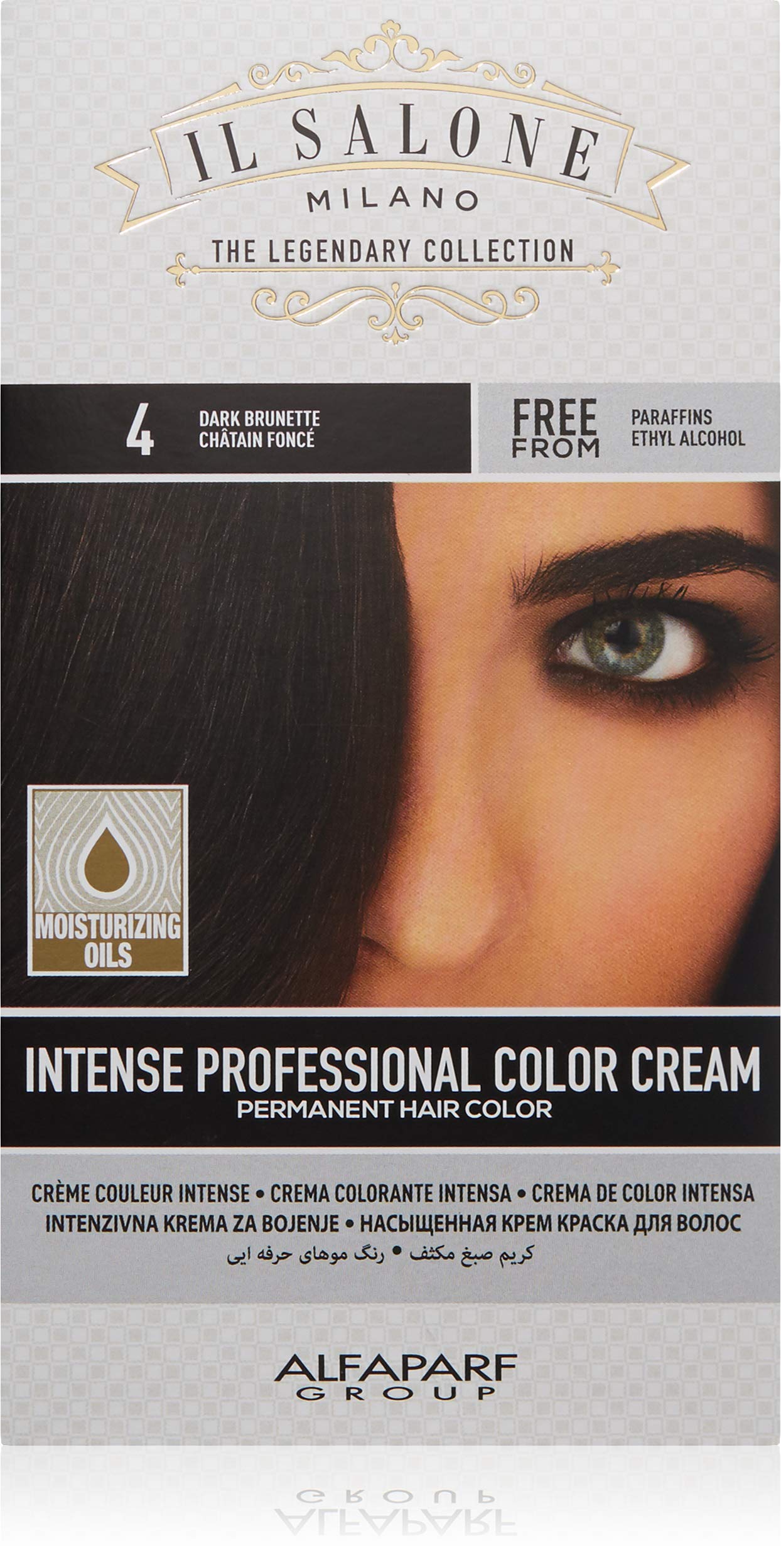 Il Salone Milano Permanent Hair Color Cream - 4 Dark Brunette Hair Dye - Professional Salon - Premium Quality - 100% Gray Coverage - Paraffin Free - Ethyl Alcohol Free - Moisturizing Oils