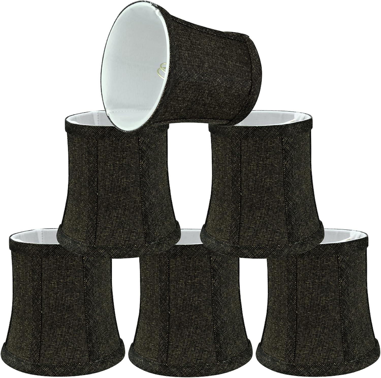 Aspen Creative 30364-6A, Bell Clip-On Chandelier Lamp Shade, Black, 4" Top x 5" Bottom x 5" Slant Height, Set of 6