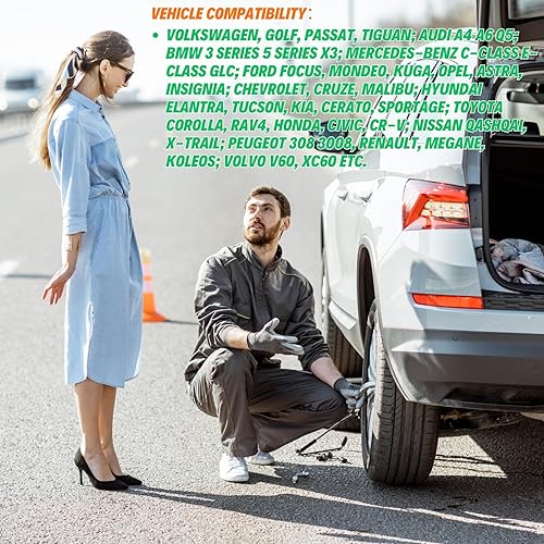 Miniatura 9 de Tornillos de rueda de bloqueo M14 x 1.5 con llave de bloqueo para BMW, Volkswagen (VW) Golf Jetta Beetle Passat Audi, acero sólido, negro, juego de 5