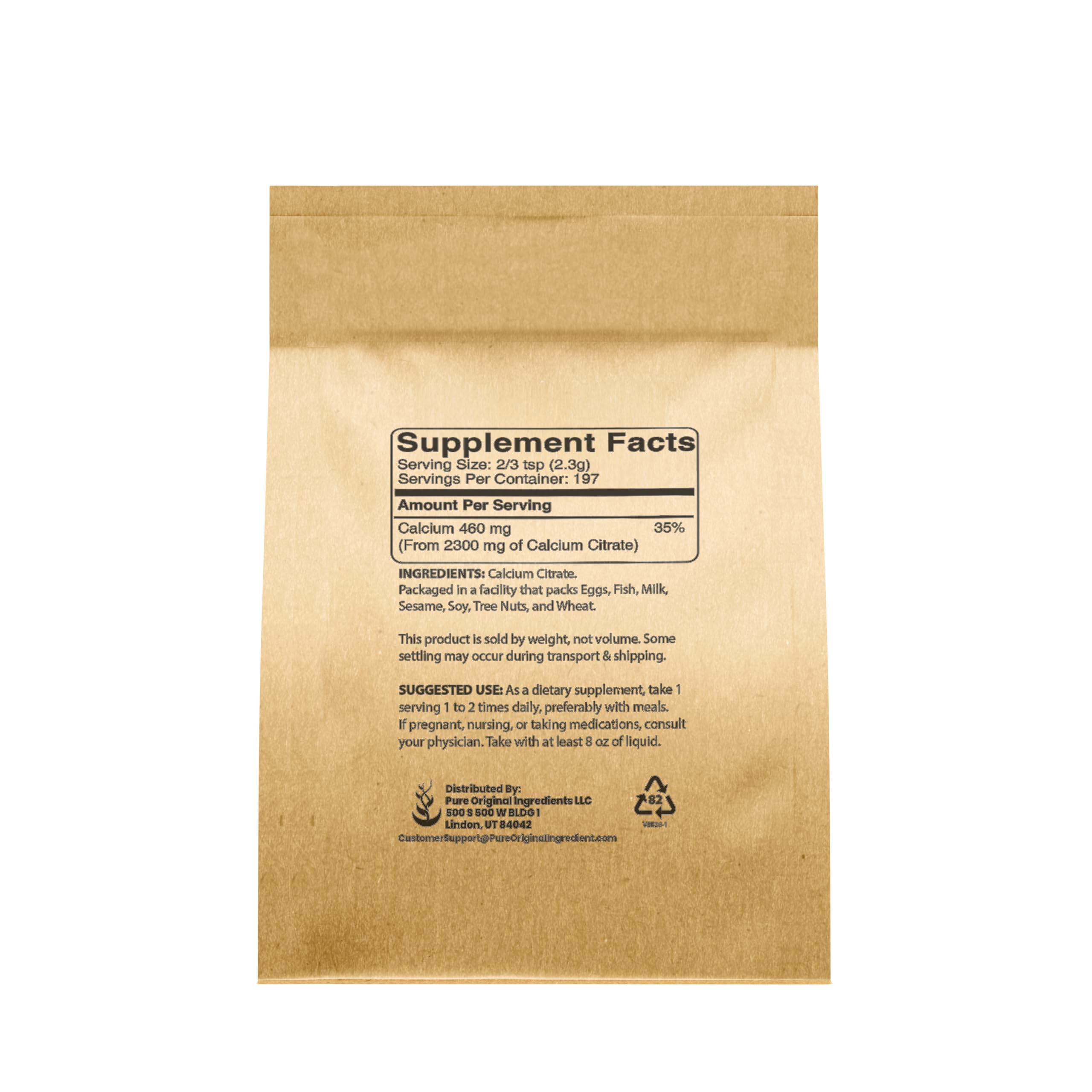 Pure Original Ingredients Calcium Citrate (1lb) Calcium Supplement, No Additives or Fillers — Amazon image 2
