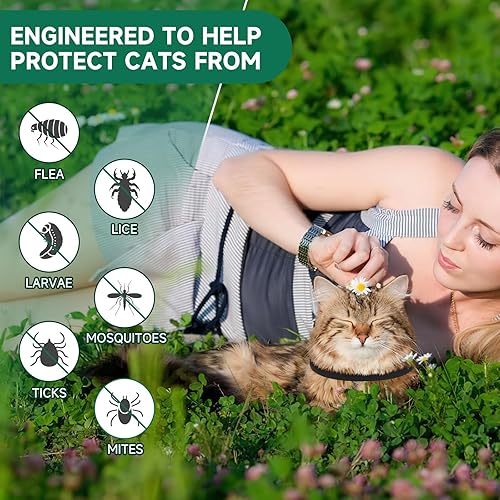 Miniatura 2 de Paquete de 4 collares antipulgas para gatos, tratamiento de pulgas y garrapatas de gato, protección de 8 meses para prevención de pulgas y