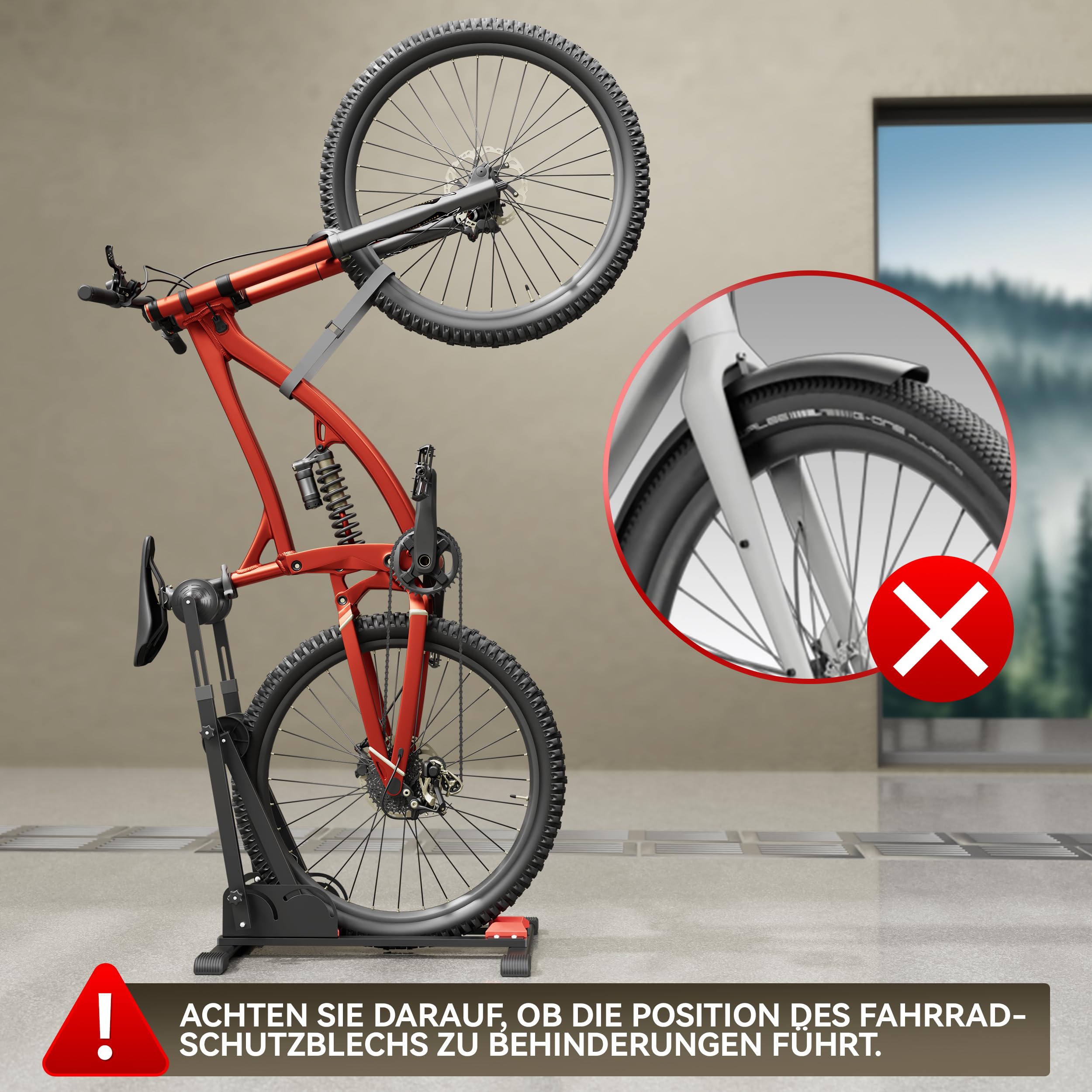 3-in-1 Fahrradständer,Fahrradhalter,Boden fahrrad ständer - Indoor Parken Radhalter für 20-29 Zoll Rennräder Mountainbikes mtb