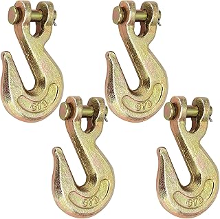 JOIKIT 4 Pack 3/8 Inch G70 Grade Clevis Grab Hook, Chain Clevis Hook in Yellow Chromate, Tow Chain Hooks for Truck Or Flatbed Trailer, Load Limit 6600 LBS