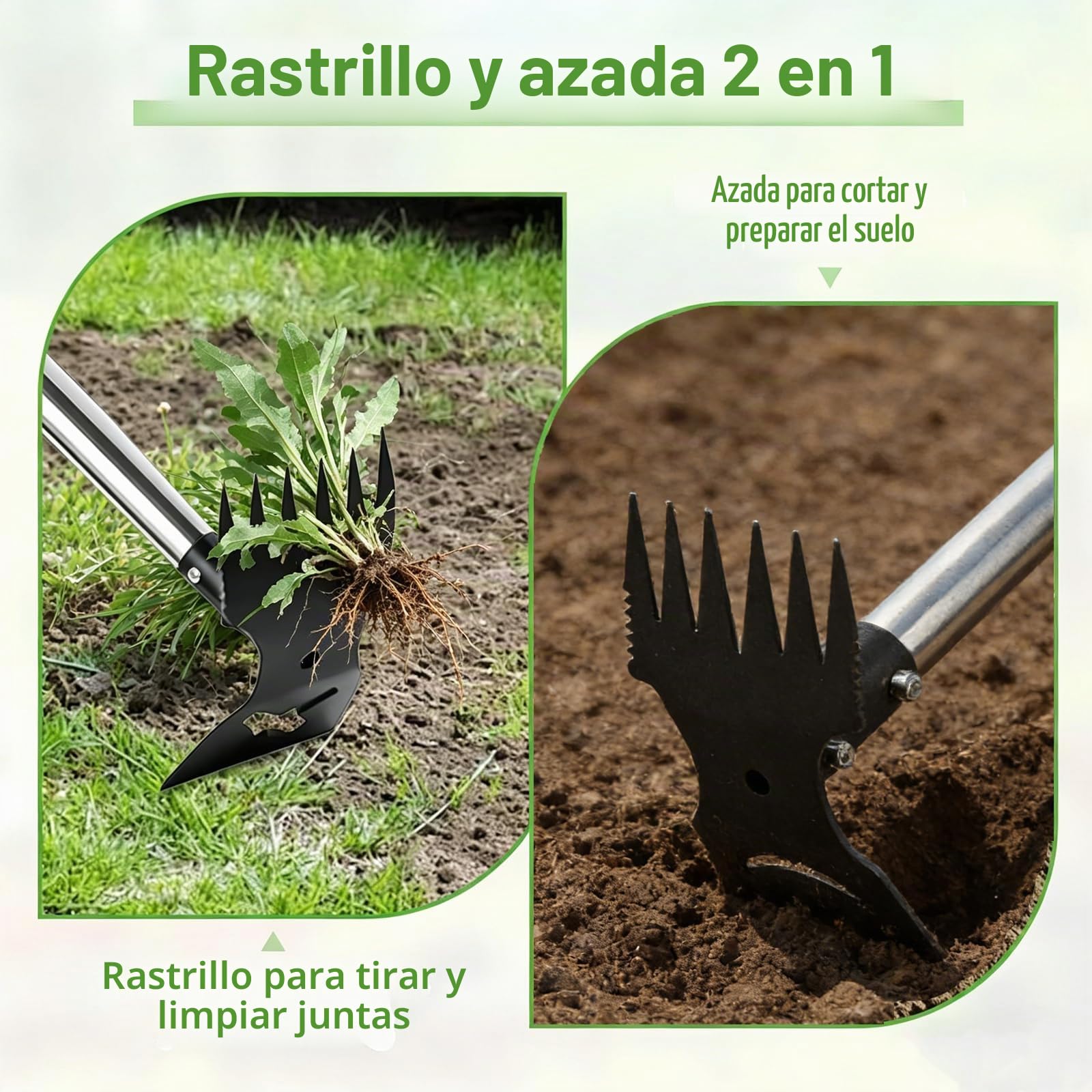 Extractor de Malas Hierbas con Mango Largo de 150 cm, 2 en 1 para Desmalezar Manual, Quitar Malas Hierbas Jardin Mango Largo,para Patio, césped, terraza, jardín
