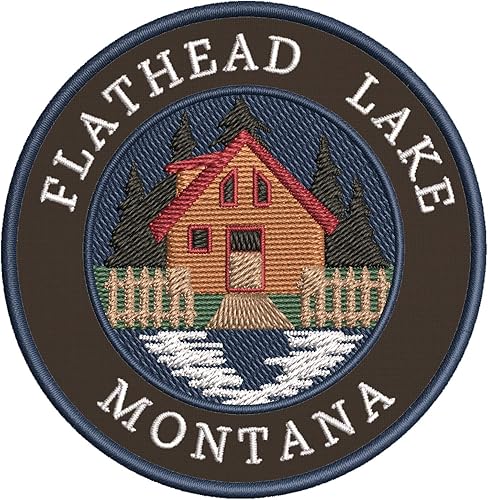 Miniatura 9 de Cabin by The Lake - Flathead Lake - Montana - Parche decorativo bordado de 3.5 pulgadas para planchar o coser, para vacaciones, recuerdo, viajes,