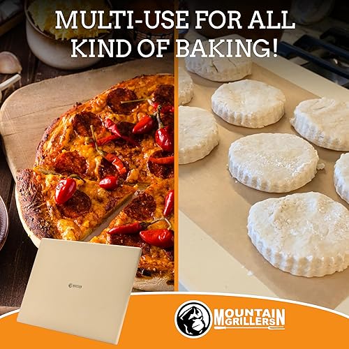 Miniatura 5 de MOUNTAIN GRILLERS Piedra para pizza para horno y parrilla, piedra rectangular de 12 x 16 pulgadas, piedra de hornear multiusos para pizza, pan o