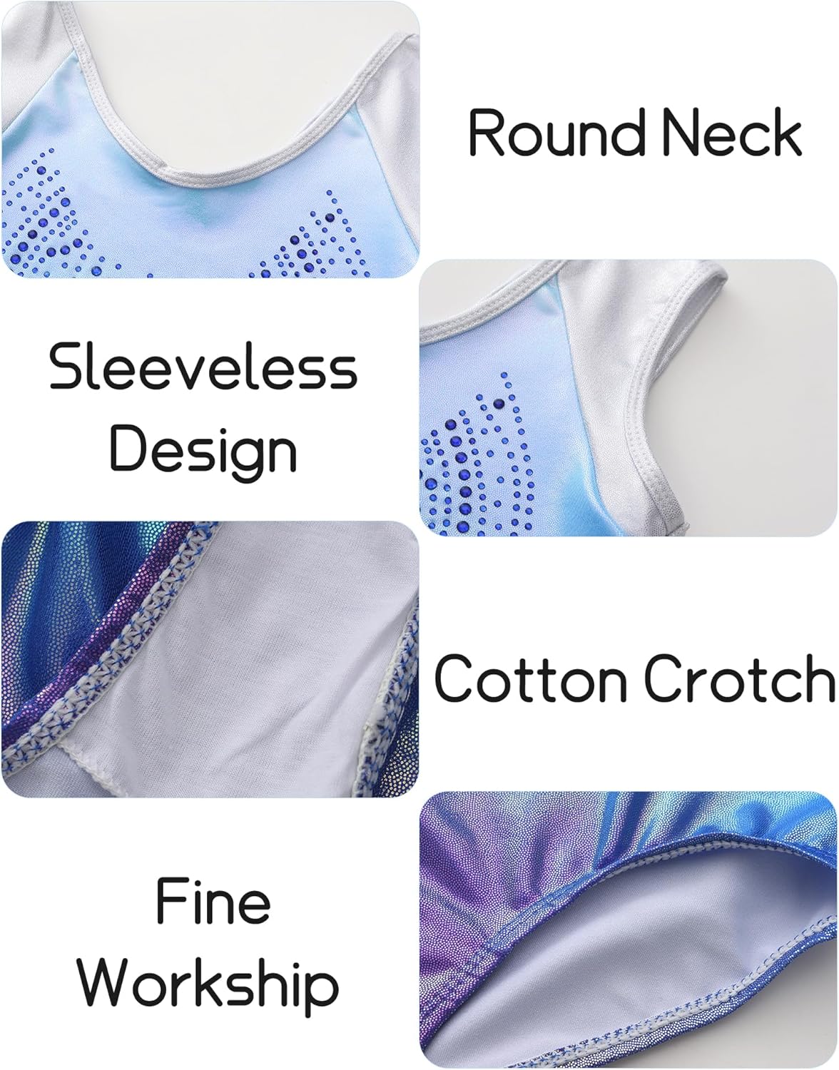 SEAUR Gymnastics Leotard for Girls Sleeveless Dance Biketard Unitard Fitness Outfit Activewear Bodysuit with Skirt