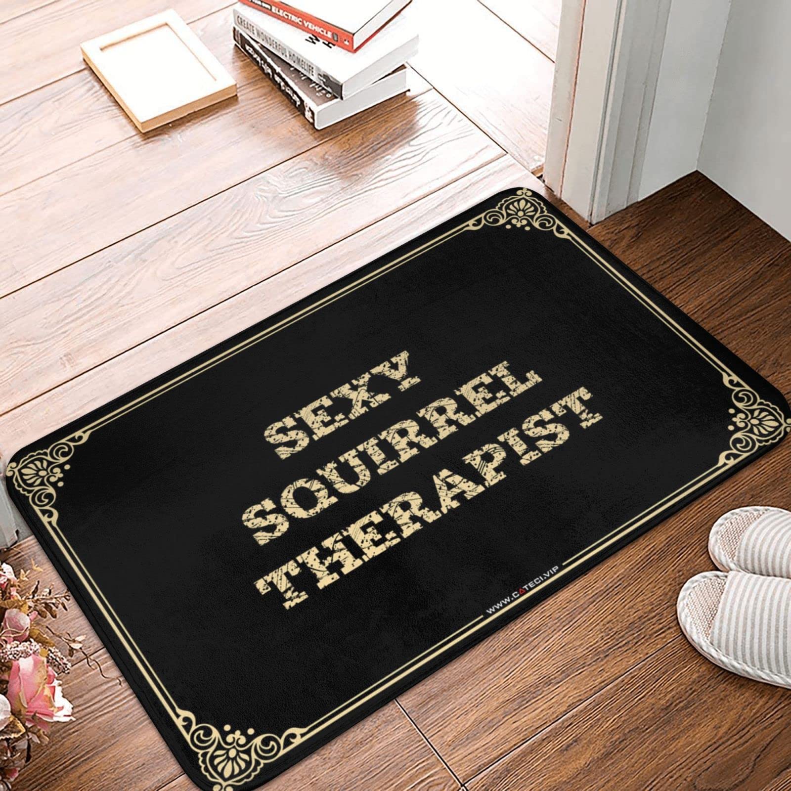 Tapis de porte d'intérieur anti saleté motif écureuil 65x90