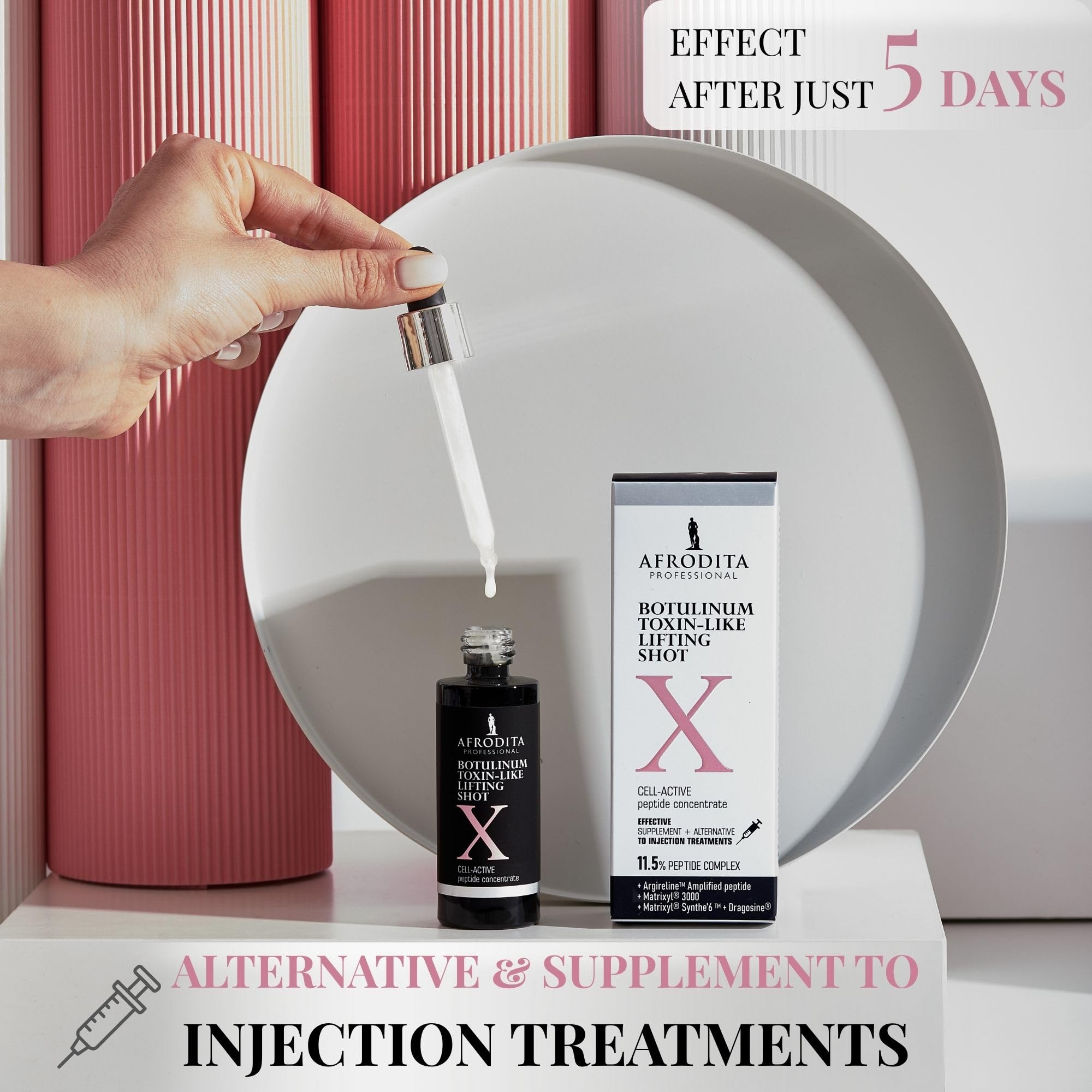 Afrodita Professional Botulinum Toxin-Like X Lifting Shot Peptydowe serum do twarzy przeciw zmarszczkom mimicznym, koncentrat do liftingu dla gładkiej, jędrniejszej skóry, 30 ml