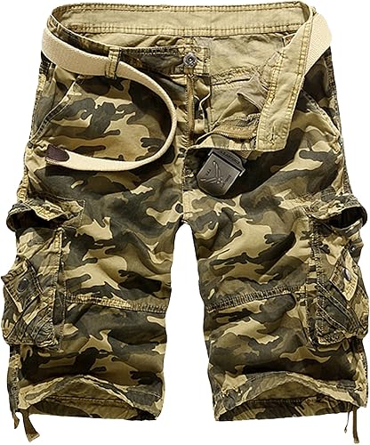 Pantalones cortos cargo de camuflaje para hombre de algodón