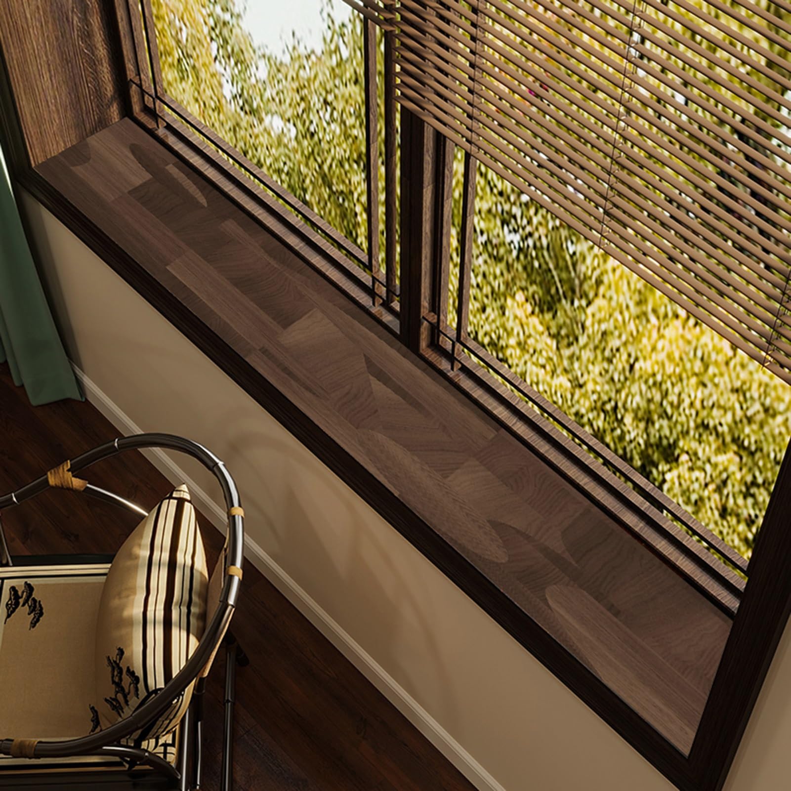 Wood Grain Window Sill Mat - Dustproof Waterproof Window Sill Cover Windowsill Protector for Dogs/Plants/Cats, PVC Narrow Bay Window Seat Cushion Pad DIY Cutting Non-Slip(B,200x18cm(78.7x7.1in))