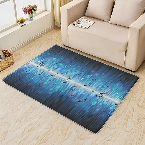 Miniatura 3 de Alfombra de área con notas musicales de 5 x 7 pies para dormitorio, sala de estar, alfombra musical para decoración de habitación de niños y niñas,