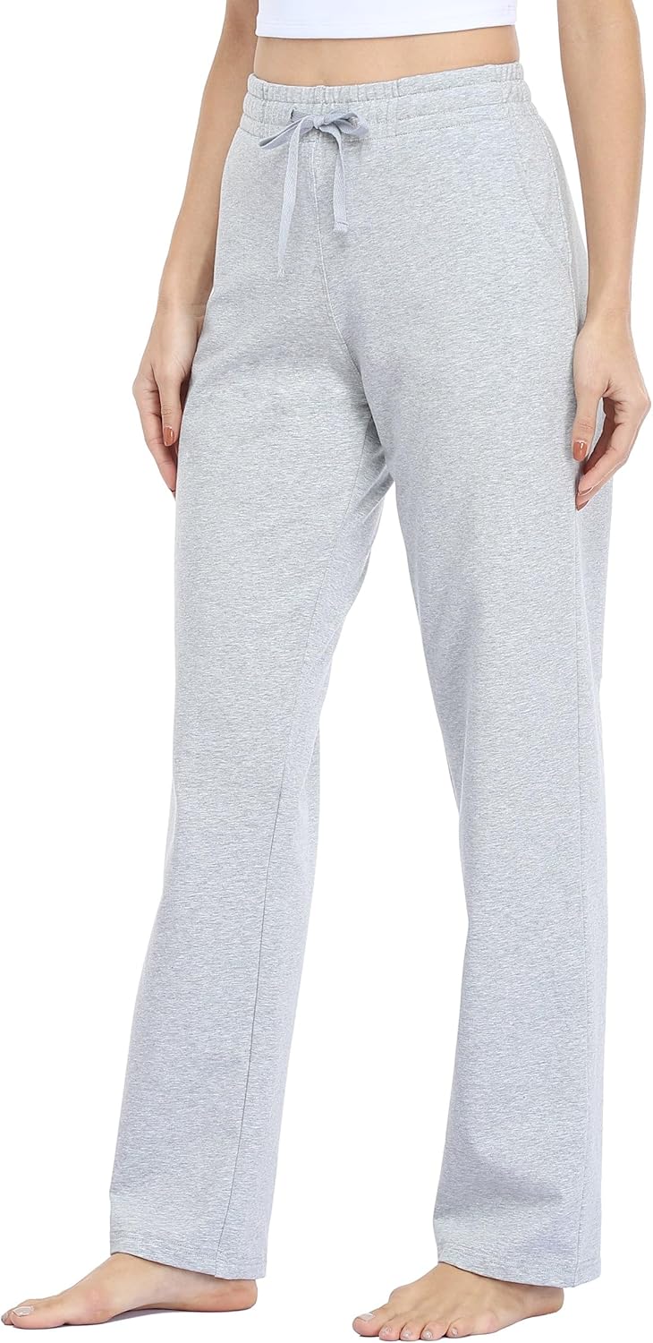 Willit Women's Cotton Sweatpants Yoga Lounge Open Bottom Sports Pants Straight Leg Casual Pants with Pockets - Image 6