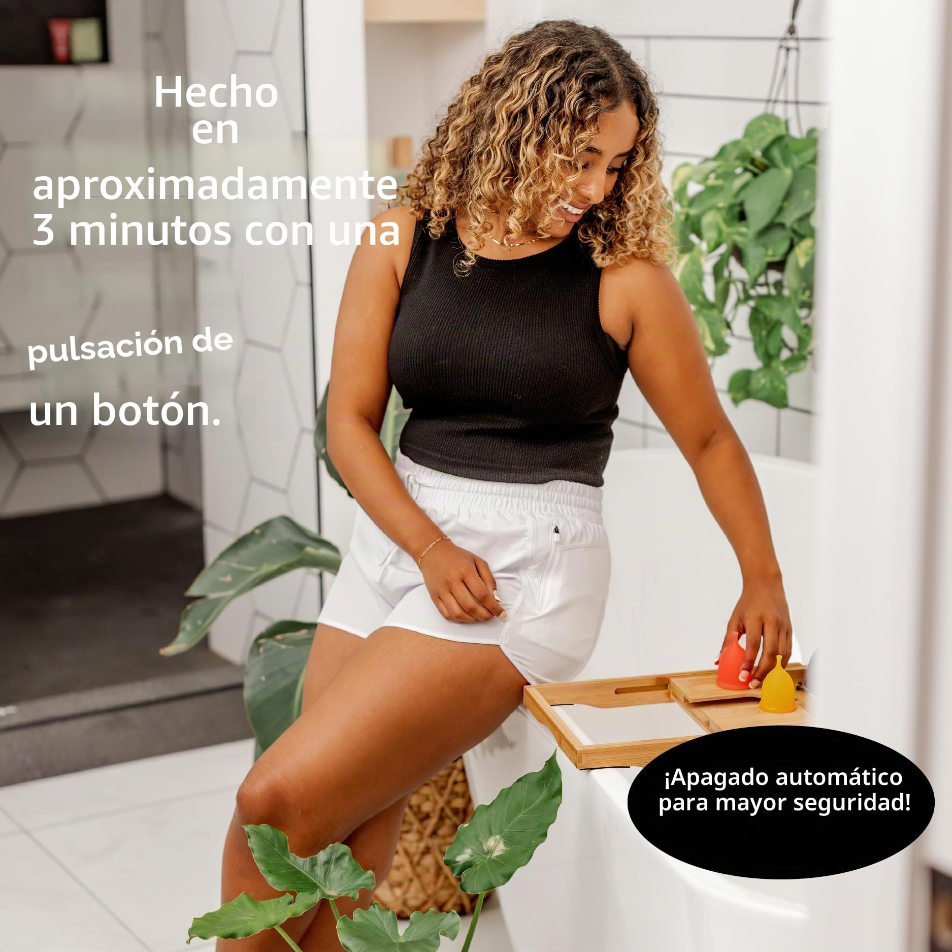 Esterilizador de copa menstrual Pixie + Pixie Cup grande y pequeño - Mata el 99.9% de los gérmenes con la solución de vapor limpiador de copa menstrual - El esterilizador de copa menstrual funciona en