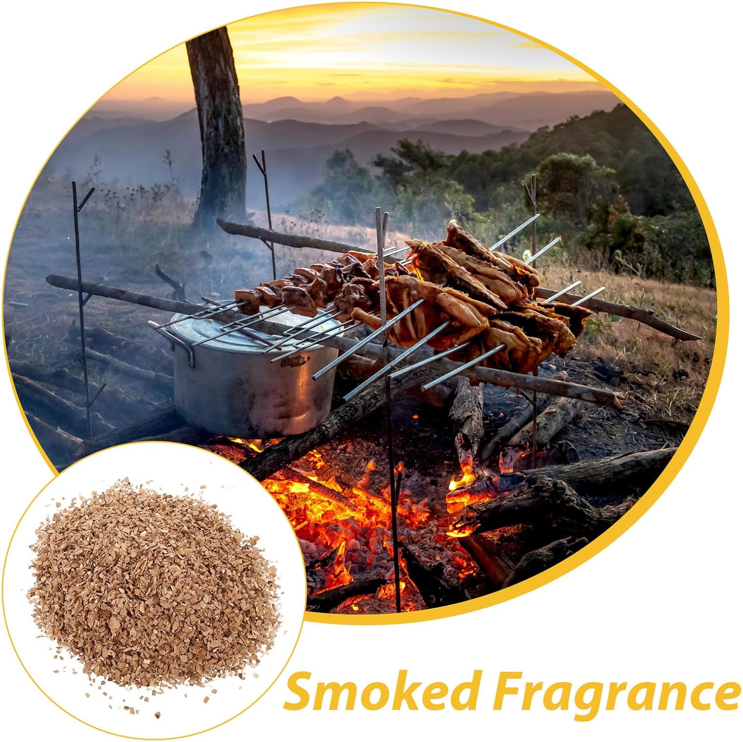 Applewood BBQ Wood Chips for Grilling and Smoking Meat, 500g Natural Hardwood Chunks for Barbecue Smoker, Outdoor Picnic and Backyard Cooking Fuel