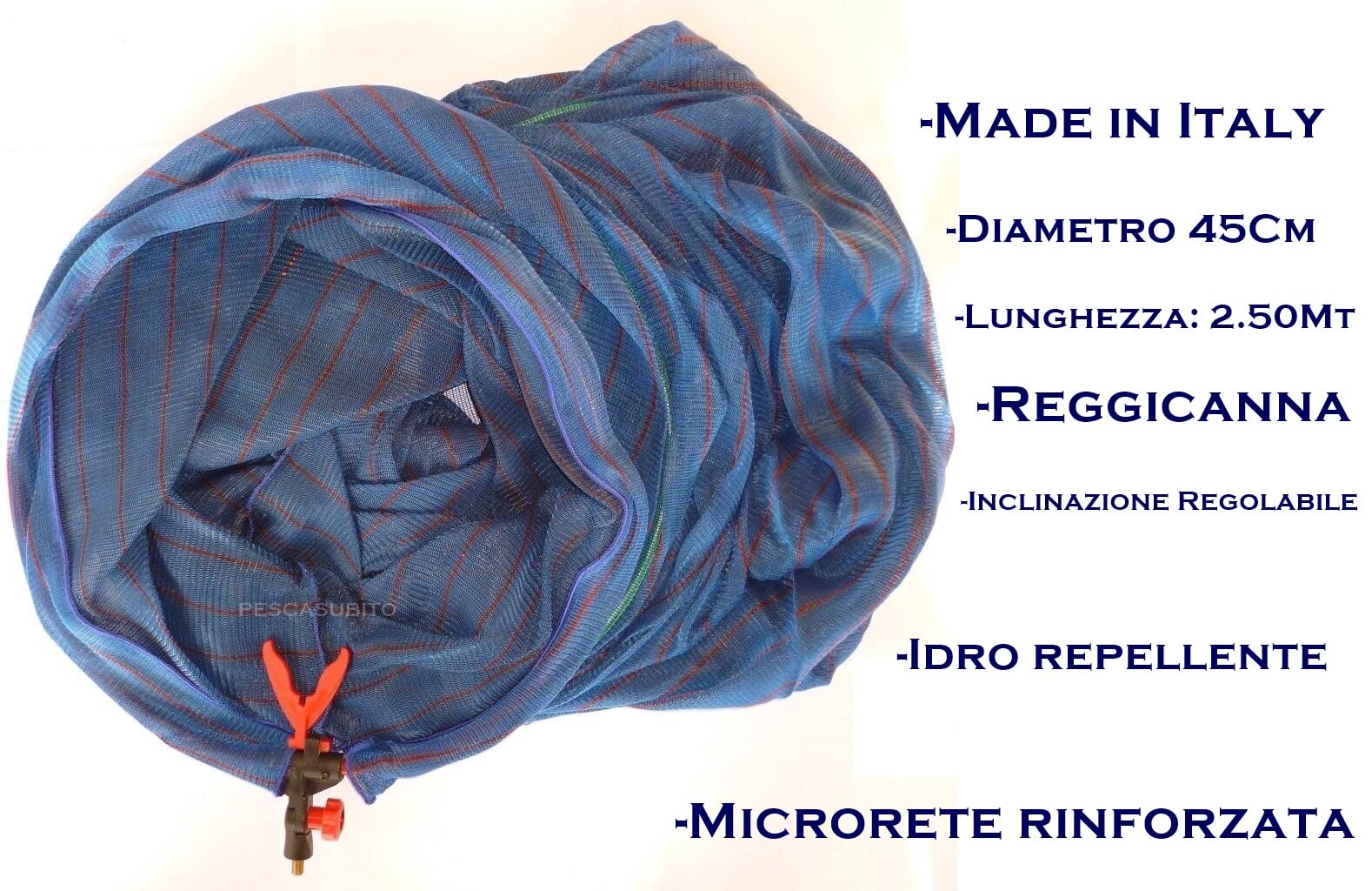Picchetto + Nassa 2.50mt con Reggicanna da Pesca Micro Rete con Porta Reggi Canna Inglese Ledgering