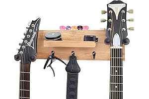 LED Electric-Acoustic Guitar Stand with Double Guitar Hanger