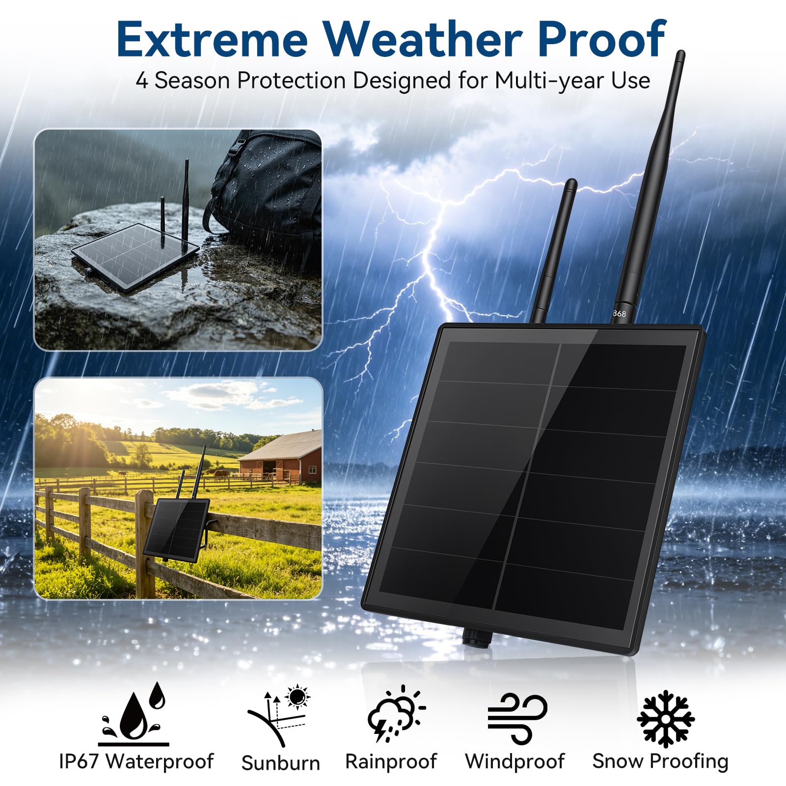Solar-Kit für ESP32 LoRa V4 Entwicklungsboard mit 868-MHz-LoRa-Antenne, 2,4-GHz-WLAN-Antenne und L76K-GNSS-Modul, wasserdichtes 5-W-Solargehäuse für Outdoor Meshtastic