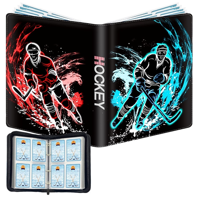 冰球卡收纳册，4格卡片夹，适用于400张卡片的便携式运动卡专辑