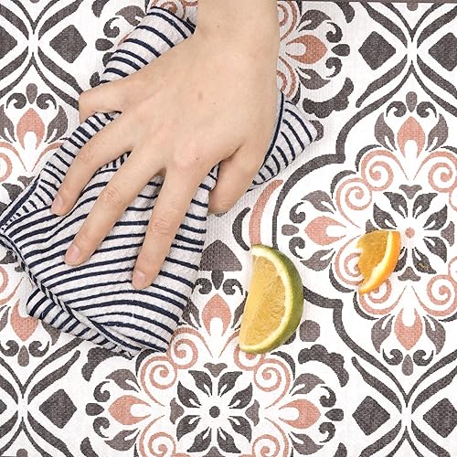 Miniatura 5 de FRESHMINT Juego de 2 tapetes de cocina antifatiga para piso, impermeables, antideslizantes, marroquíes, tapetes de cocina acolchados para estar de