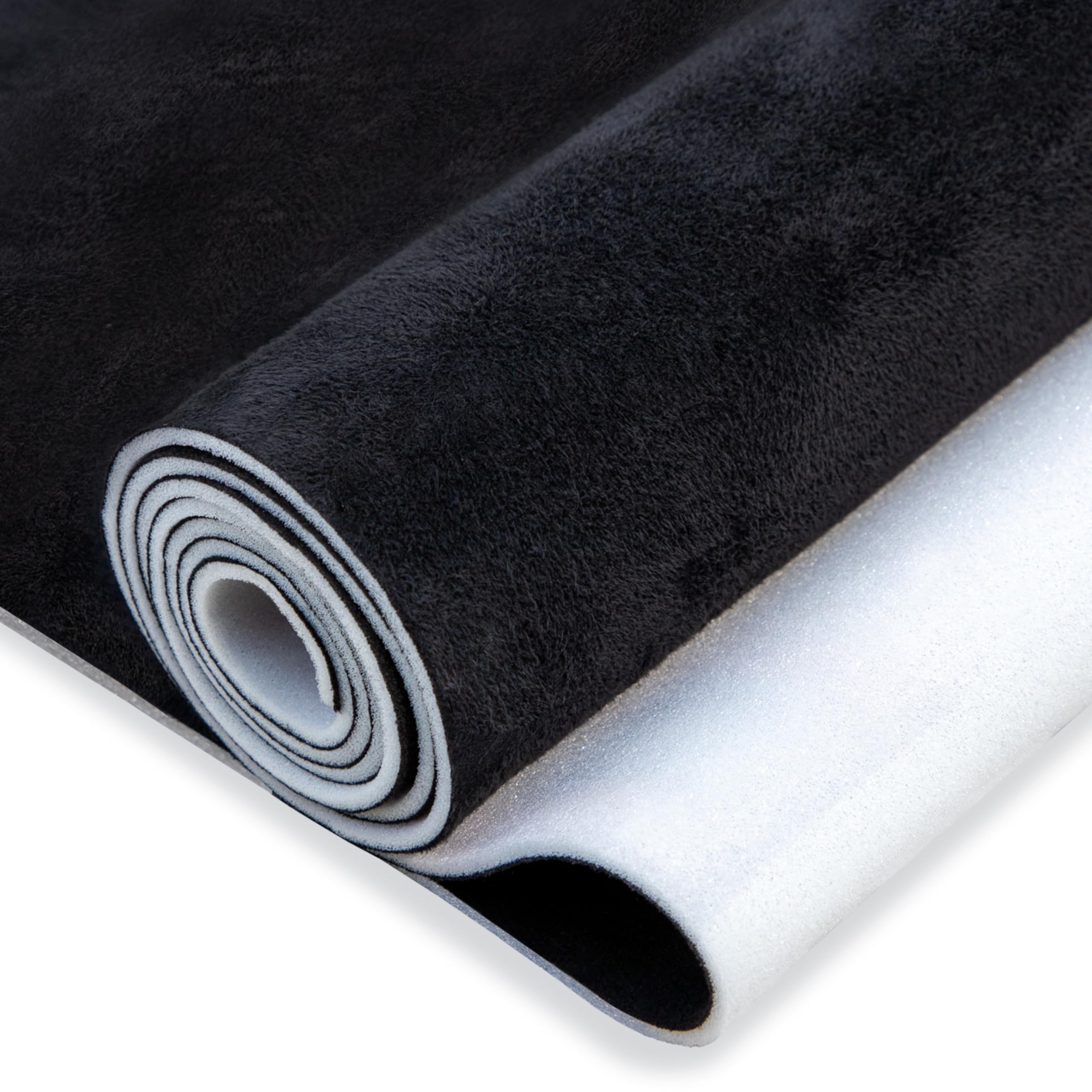 Hiksuky Suede Auto Headliner Fabric 74" L × 60" W with Foam Backing - Black Interior Replacement Material for Car/Truck/SUV/RV Roof, Tube Packaging - Home Repair/DIY Headliner Material