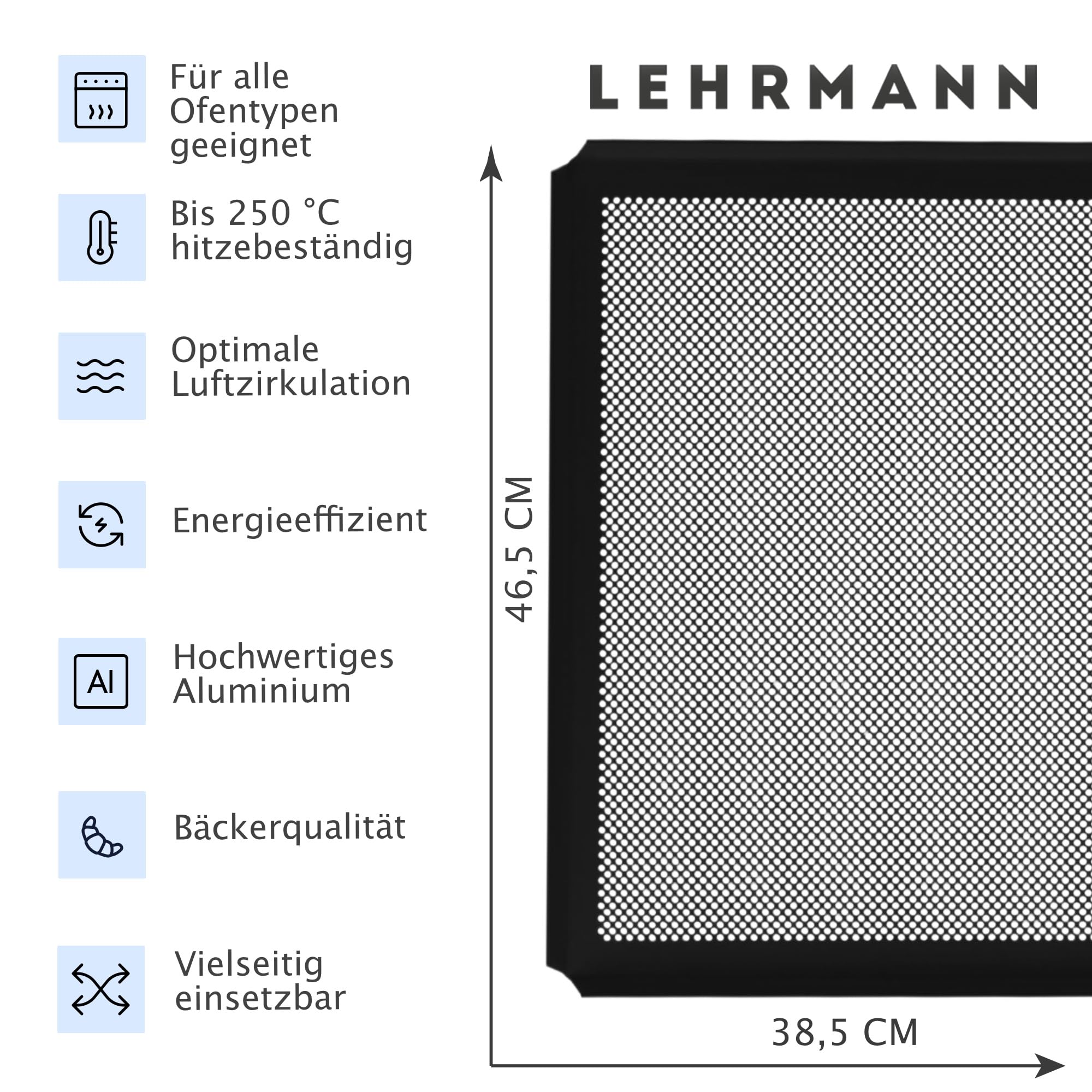 LEHRMANN, teglia forata con rivestimento antiaderente (46,5 x 38,5 cm)